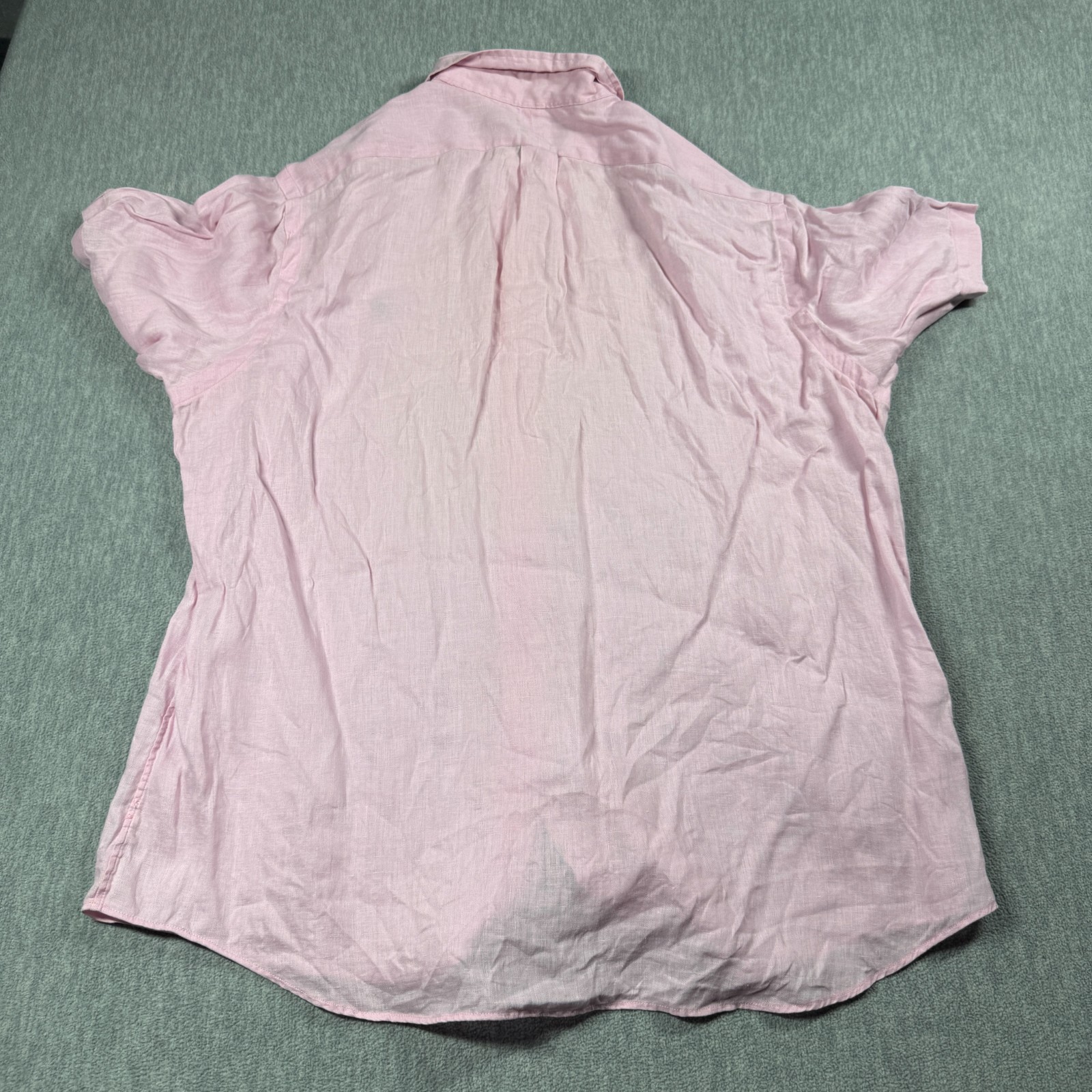 Ralph Lauren Shirt Mens XL Pink Ocean Wash Linen Short Sleeve Button Down Casual gallery