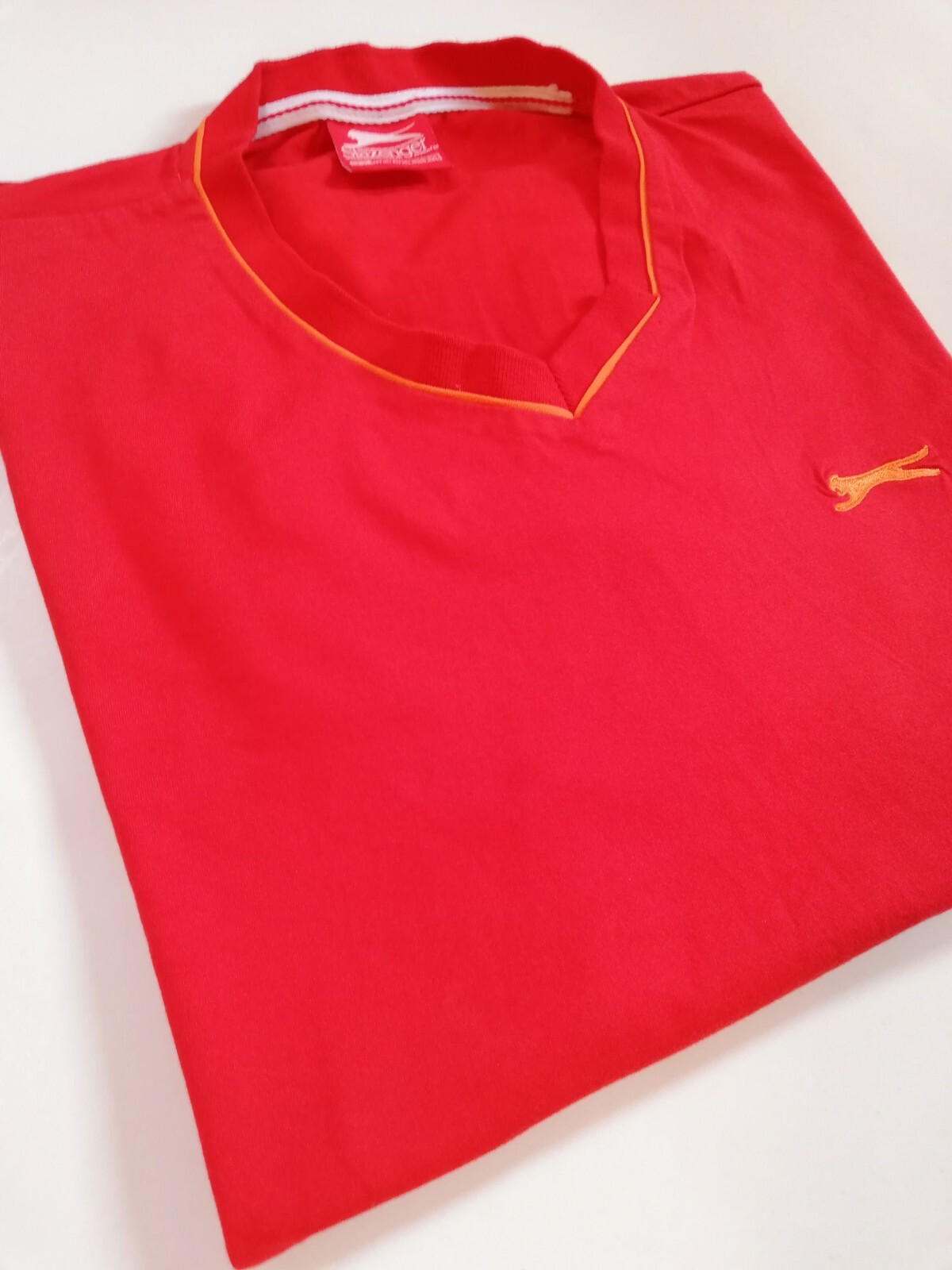 Slazenger T-Shirt Nice Men's Red Tee Size (XL) Short Sleeves V Neck Style Cotton gallery
