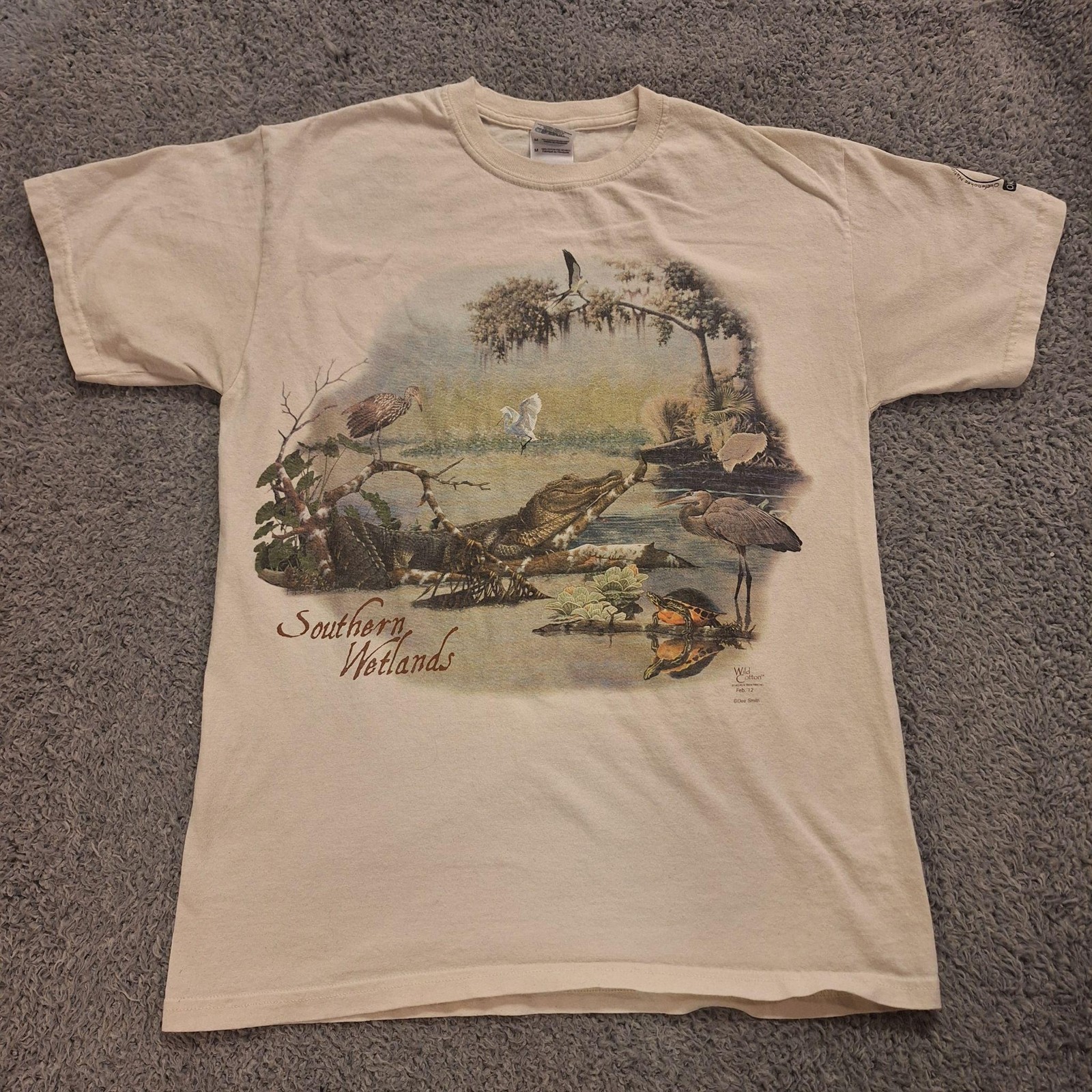 Southern Wetlands Okefenokee Shirt Mens Medium Beige Wildlife Graphic Tee Gildan gallery