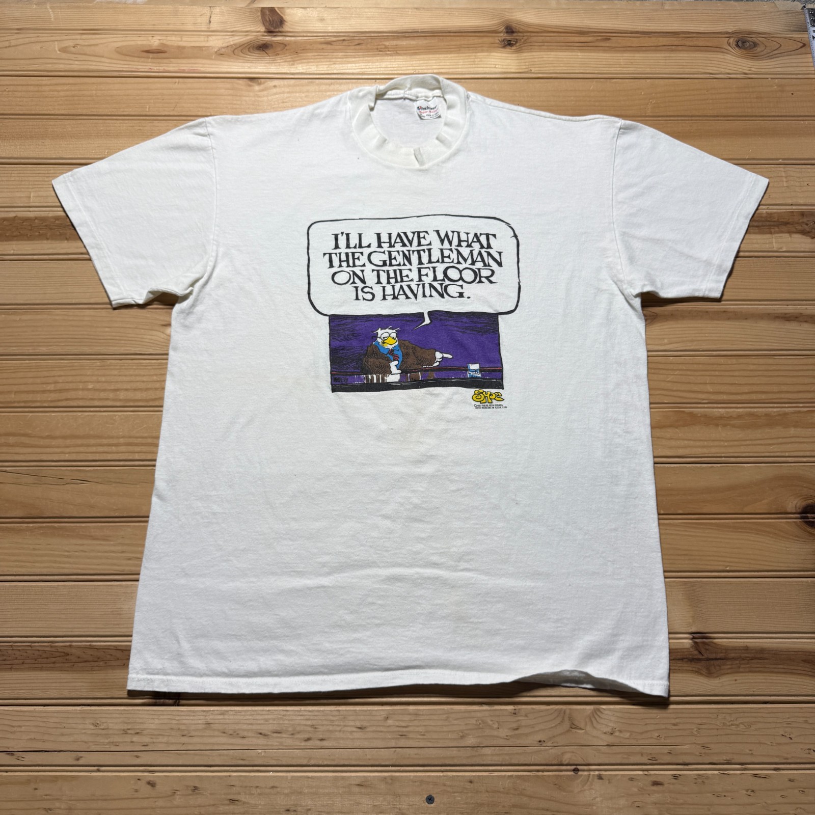 Vintage 1986 Owl Drunk Bar Table Cartoon Comic Strip Graphic T-Shirt USA Made XL gallery