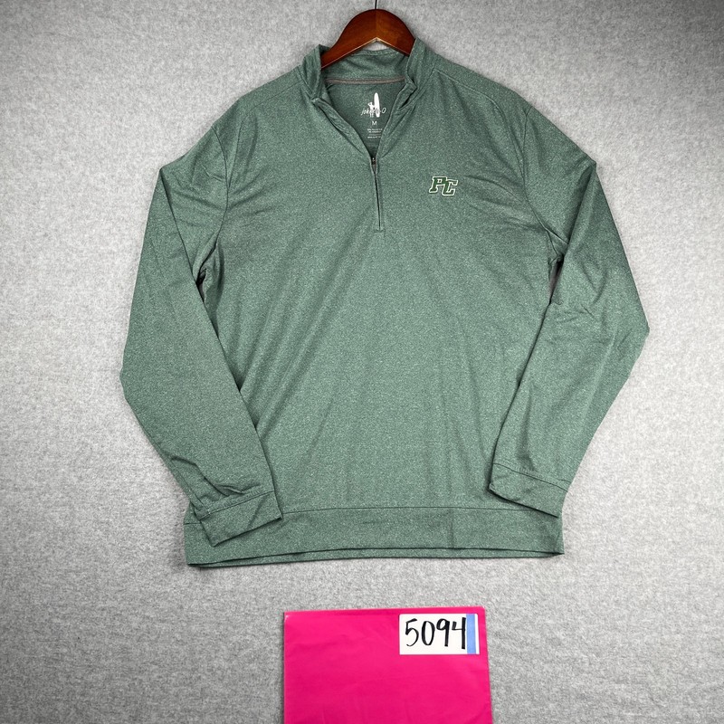 Johnnie-O 1/4 Zip Shirt Presbyterian College Medium Green Long Sleeve Stretch