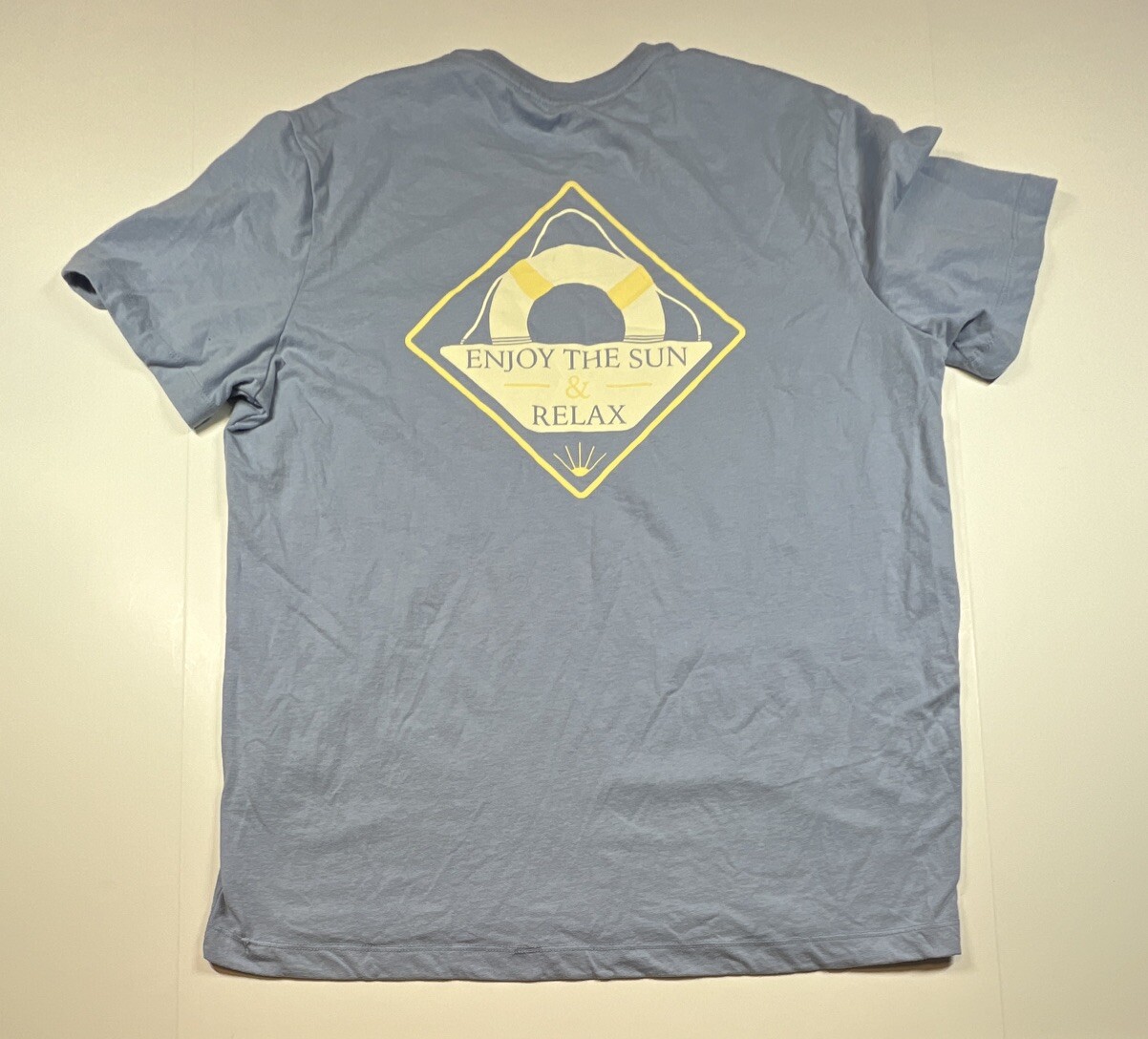 St Johns Bay Tee T-Shirt 'Enjoy the Sun & Relax' Blue Size Large Pocket gallery