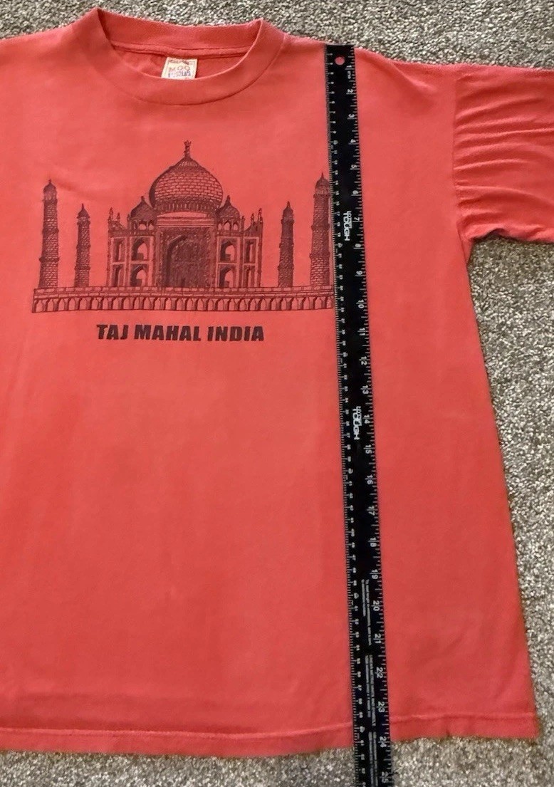 Vintage Taj Mahal India T Shirt Made In India Tourist Graphic Red Tee Fits M gallery