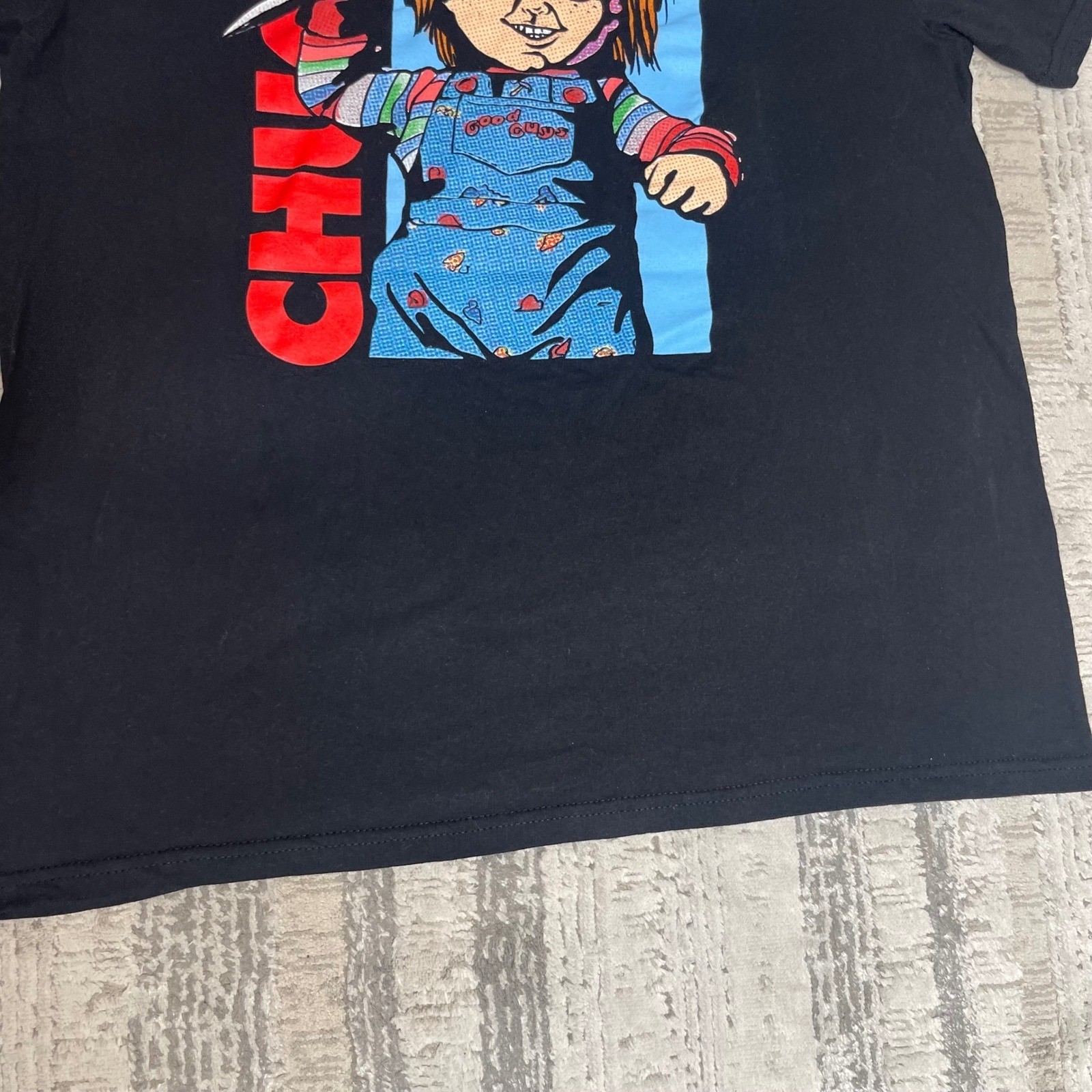 Chucky Childs Play Horror Movie Graphic T-Shirt Mens Large Black Short Sleeve gallery