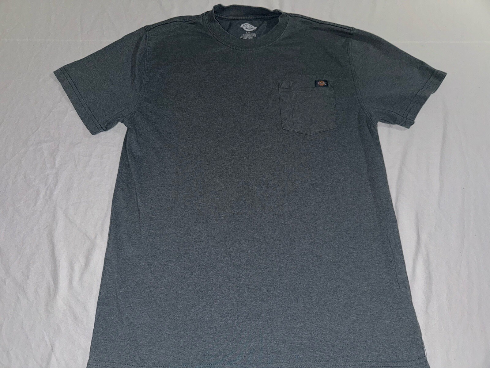 Dickies Men's Large T-Shirt Short Sleeve Green Cotton/Poly Pocket Tee gallery