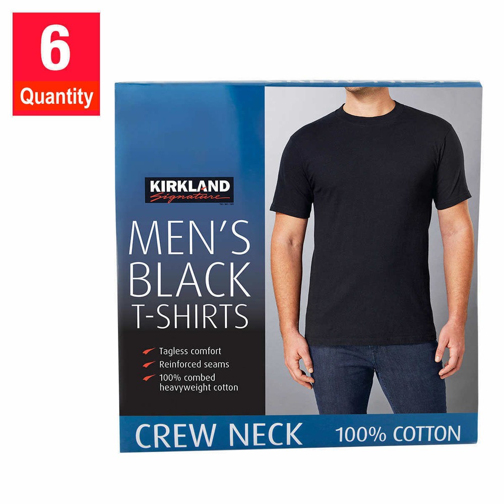 6 piece Men’s Man Crew Neck Black Tee TShirt Crewneck Half Sleeve Round S to 3XL