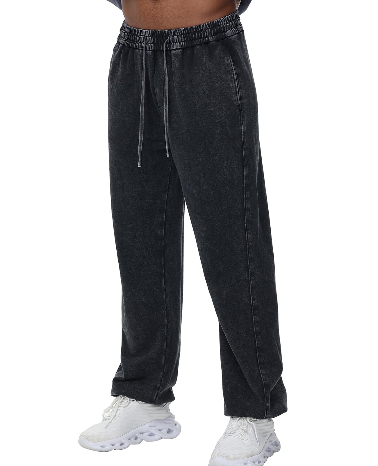 Mens Sweatpants Athletic Acid Washed Cotton Elastic Waist Drawstring Jogger P... gallery
