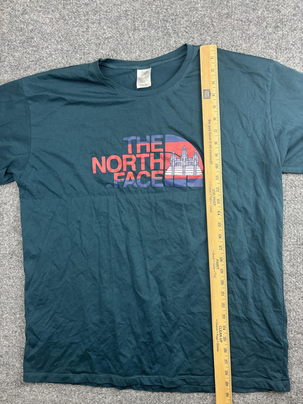 North Face Shirt Mens 2XL Green Graphic Logo Angkor Wat Temple Cotton Tee gallery