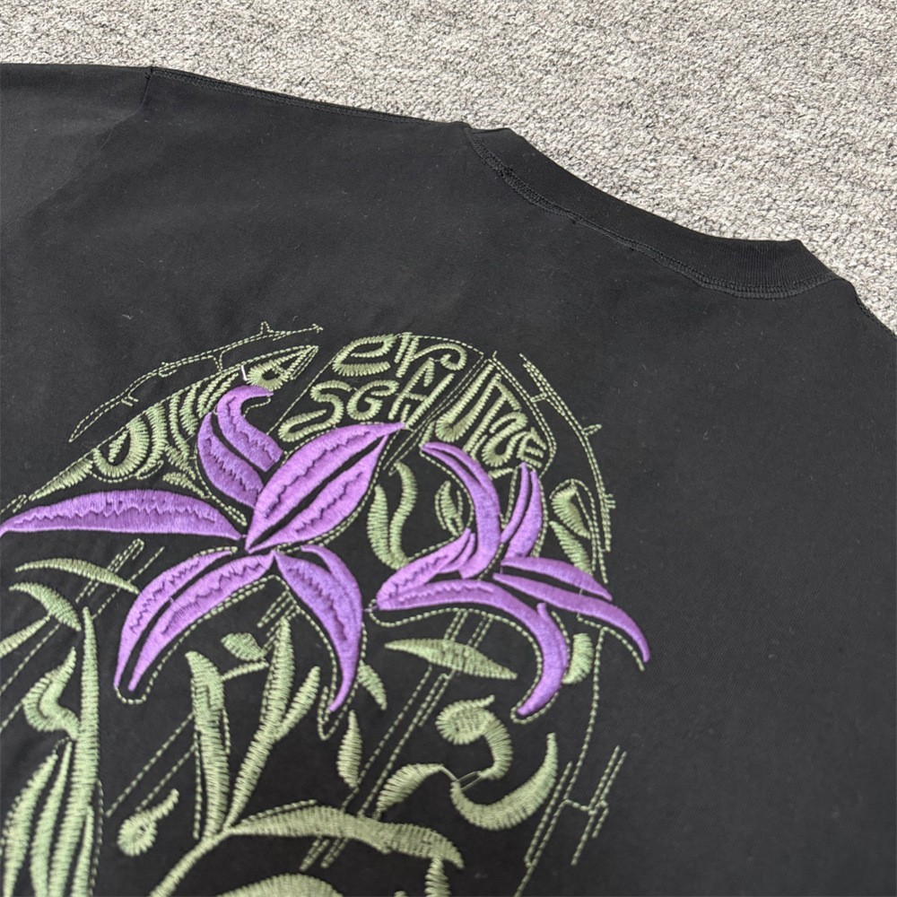Derschutze Embroidered Logo High Street Casual Men's Loose Round-neck T-shirt gallery