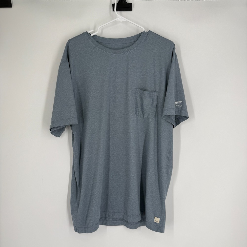 Vuori Performance Pocket T-shirt Men Blue Short Sleeve Hike Outdoor Gym Run XL