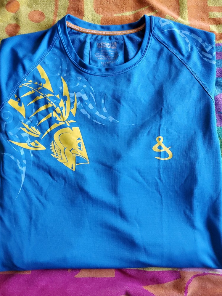 Hook & Tackle American Fishing Blue Long Sleeve Tech Shirt SZ XL
