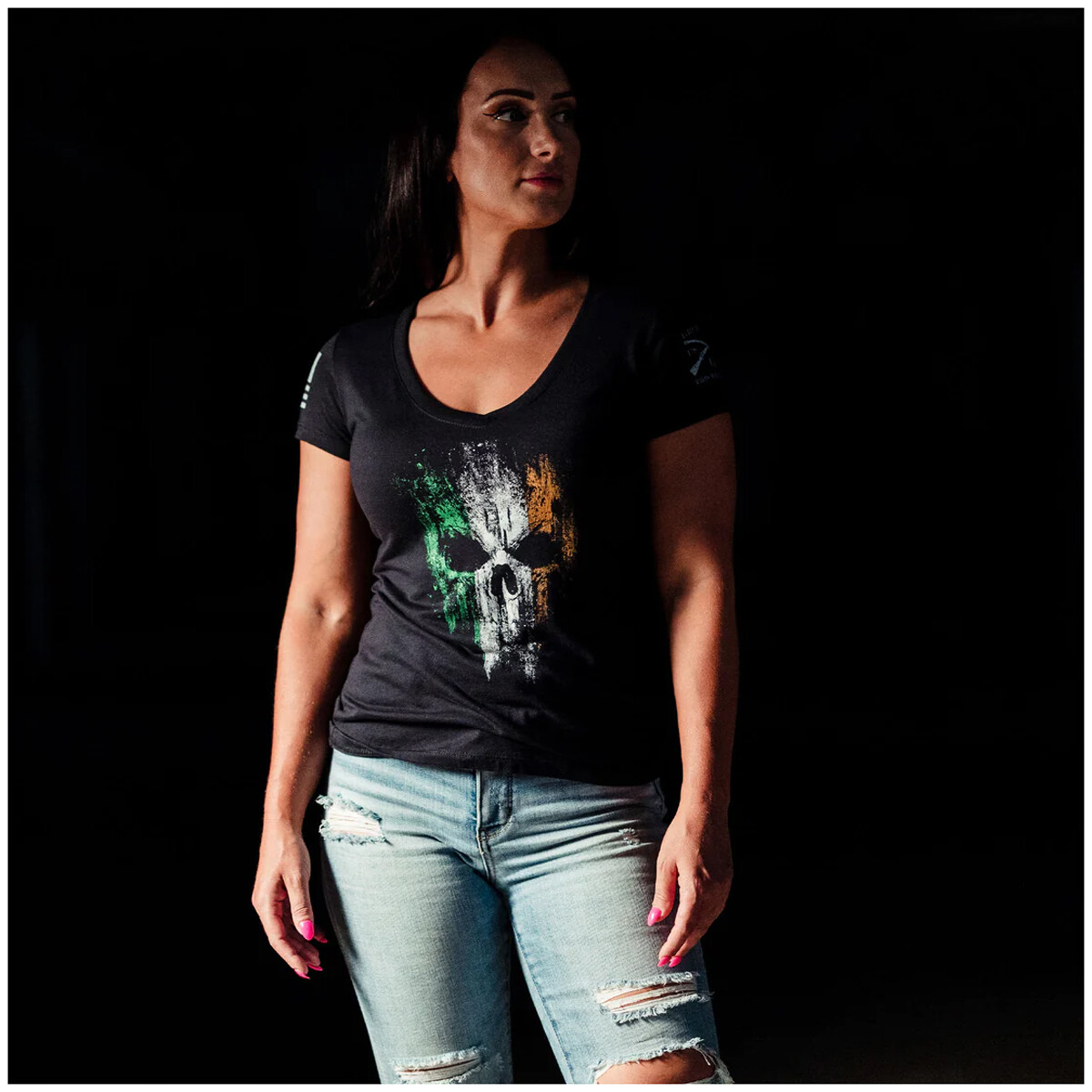 Grunt Style Women's Irish Reaper V-Neck T-Shirt - Black gallery