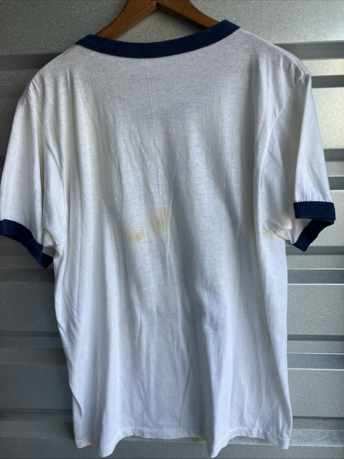 Vintage 80s Brookside Mower Nashville Tenn Ringer T-Shirt Thrashed Medium 20x26 gallery