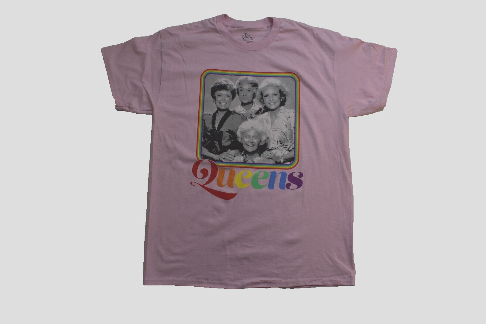 The Golden Girls Mens Portrait Queens Rainbow Text Funny Pink Shirt New M, L gallery