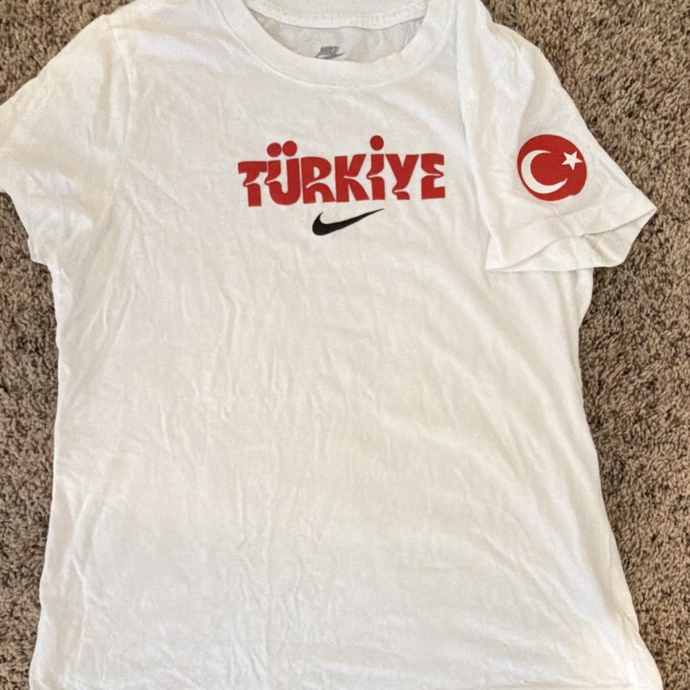 Nike Turkey Graphic Print Logo White Crew Neck Short Sleeve T-Shirt youth M