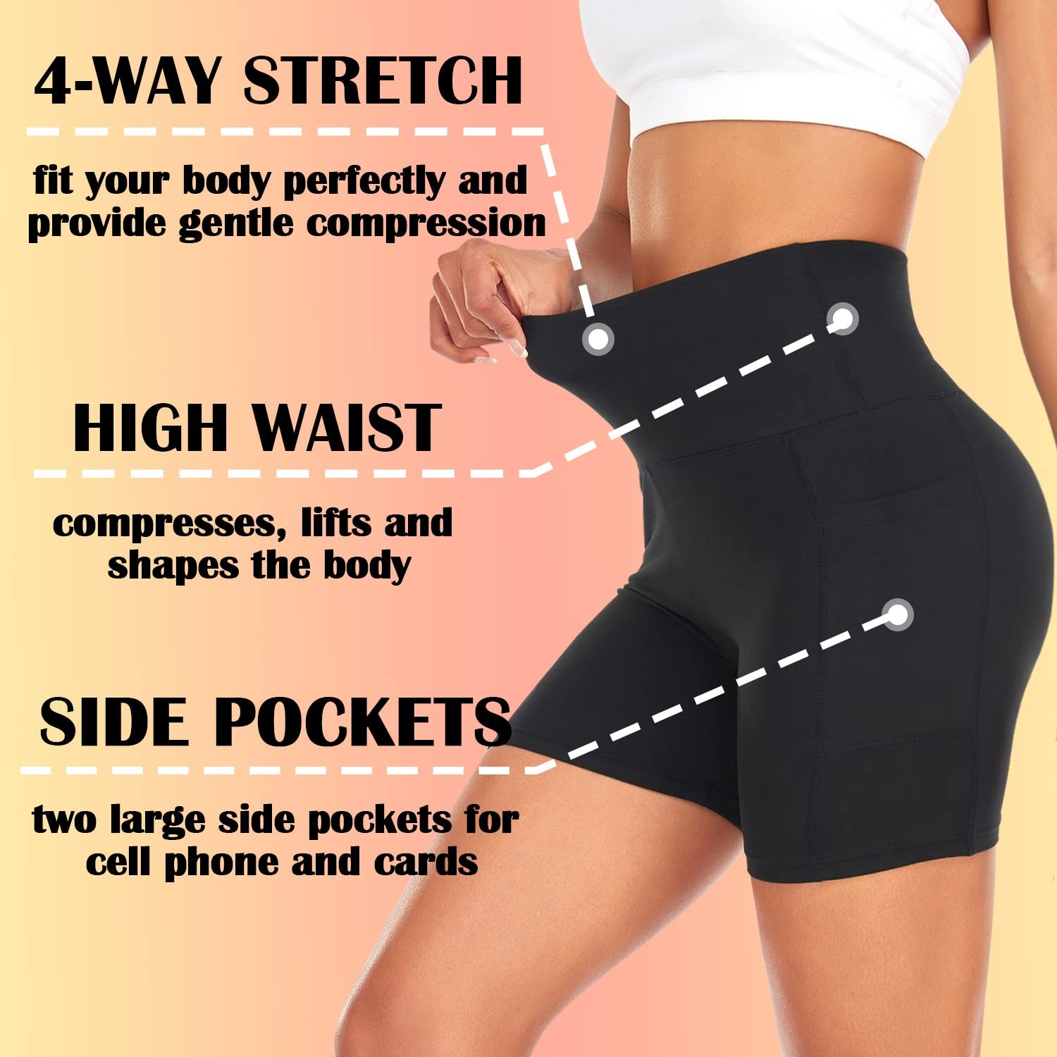 4 Pack Biker Shorts for Women – 5" High Waist Tummy Control Workout Yoga Runn... gallery