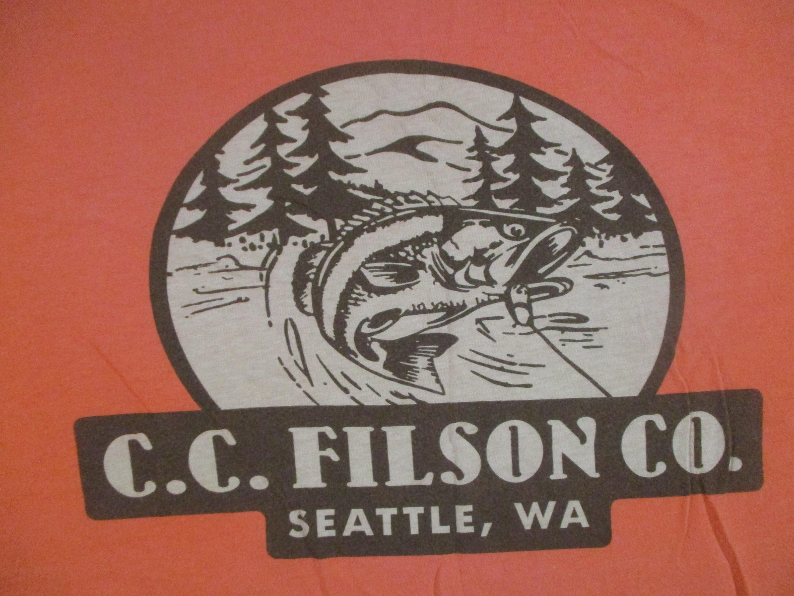 Filson Shirt Mens Medium Orange C.C. Filson Co Seattle WA Graphic Made In USA gallery