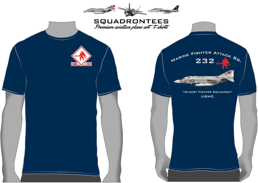 VMFA-232 Red Devils F-4 Phantom Squadron T-Shirt D1, USMC Licensed Product