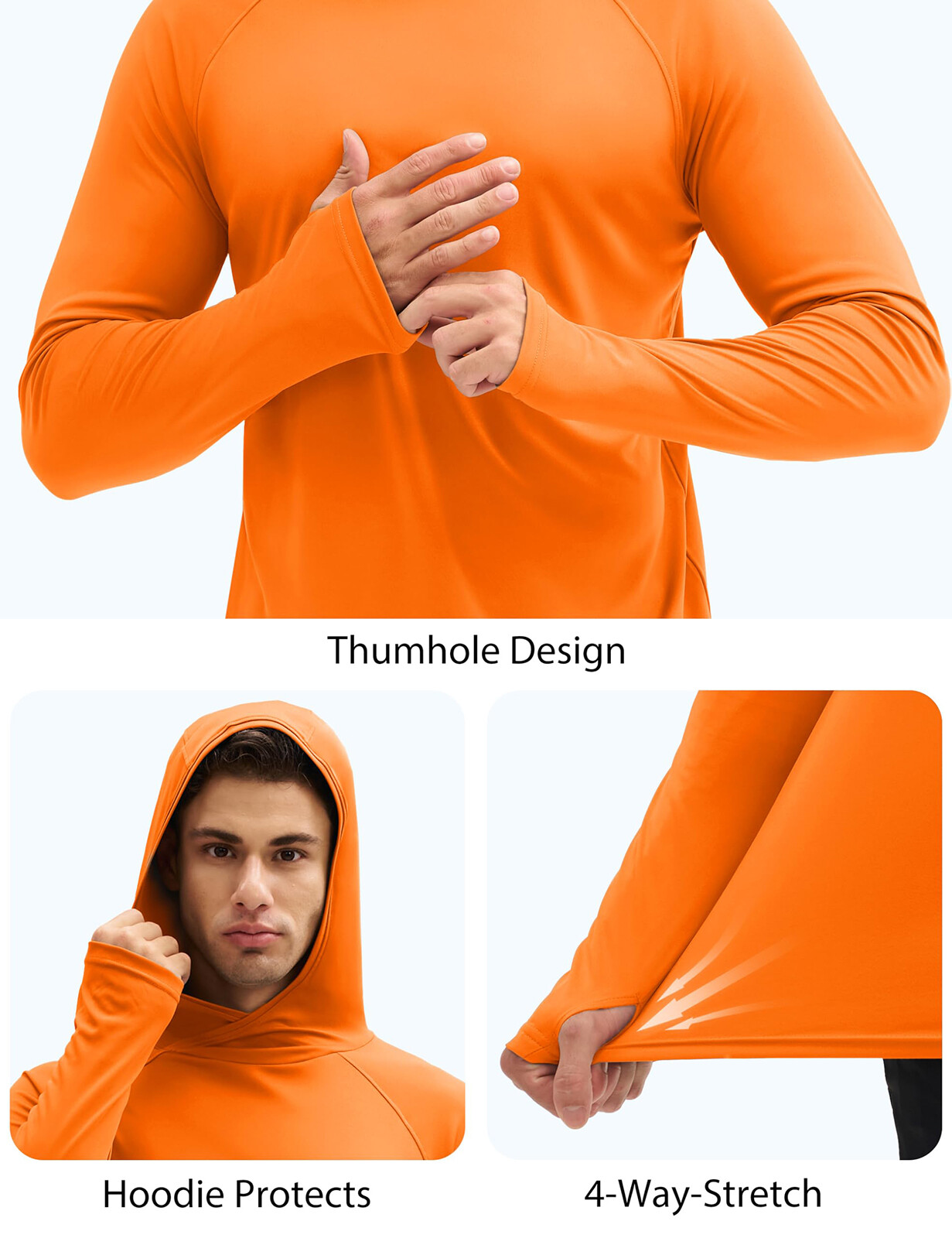 Mens UPF 50+ Sun Protection Shirts Quick Dry Long Sleeve Rash Guard Hoodie Shirt gallery