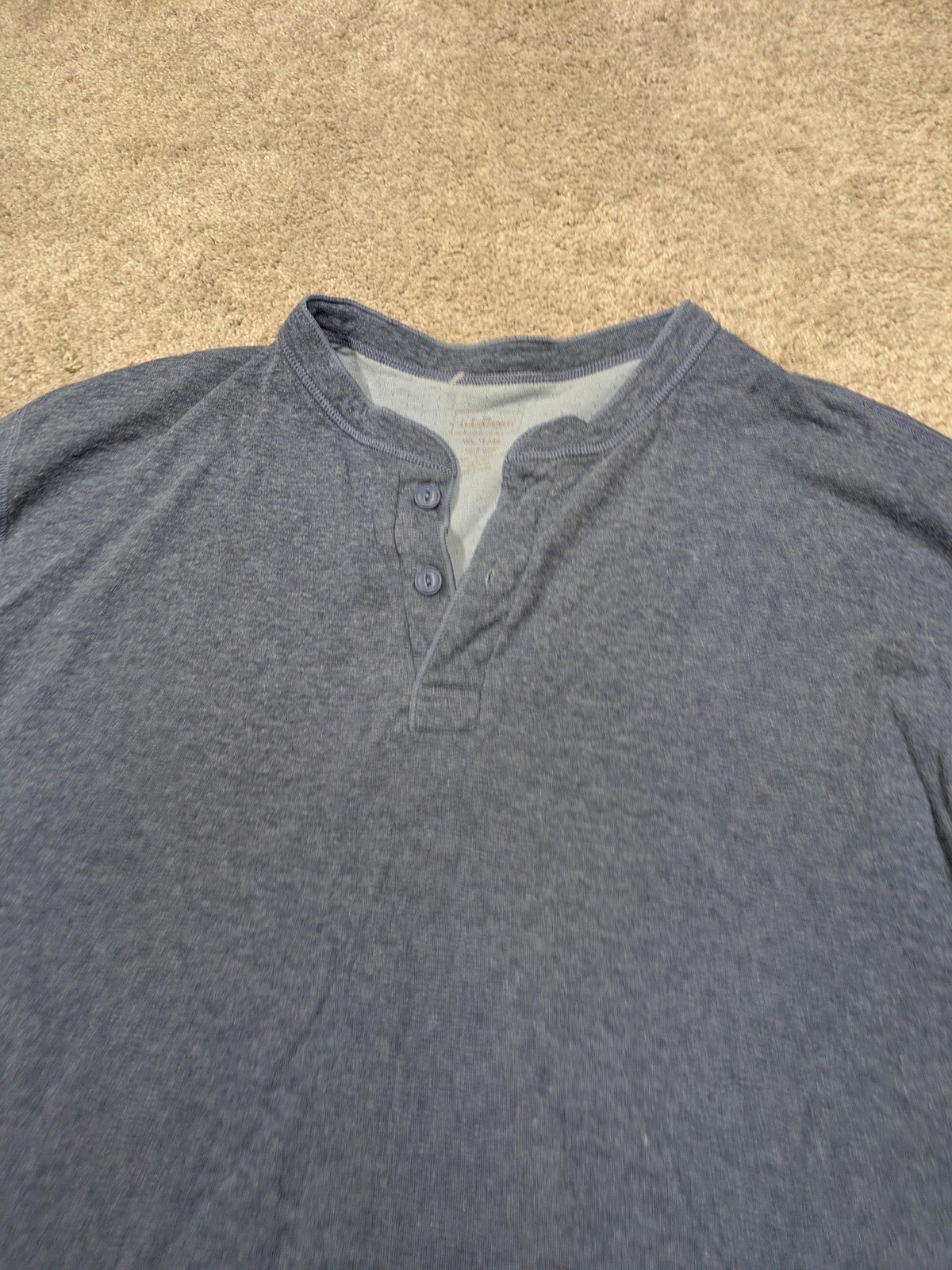 L.L.Bean River Driver Wool Henley Shirt Mens XLT Extra Large Tall Blue gallery
