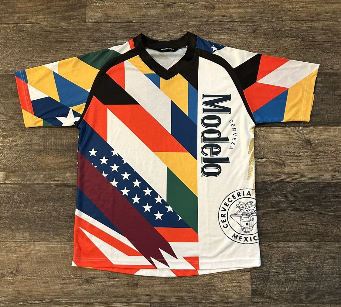 Y2K Modelo Cerveza Beer Racing Jersey Men’s XL Flags All Over Print Graphic gallery