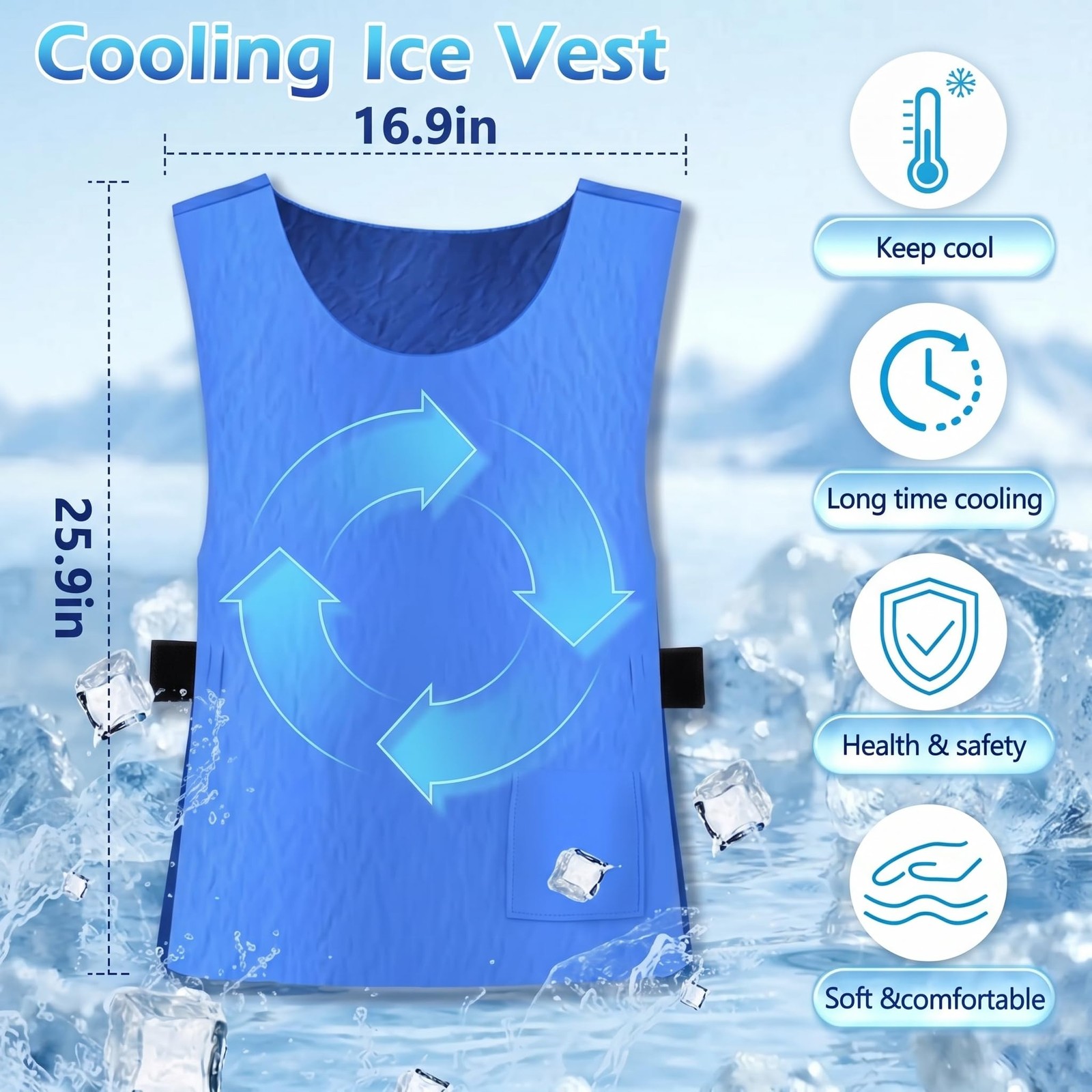 Cooling Ice Vest for Men Women Reusable, Lightweight & Sweat-Absorbent gallery