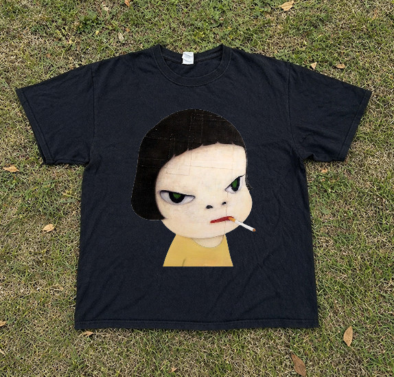 Yoshitomo Nara inspired Smoking T-Shirt for Men and Women, Casual Cotton Top