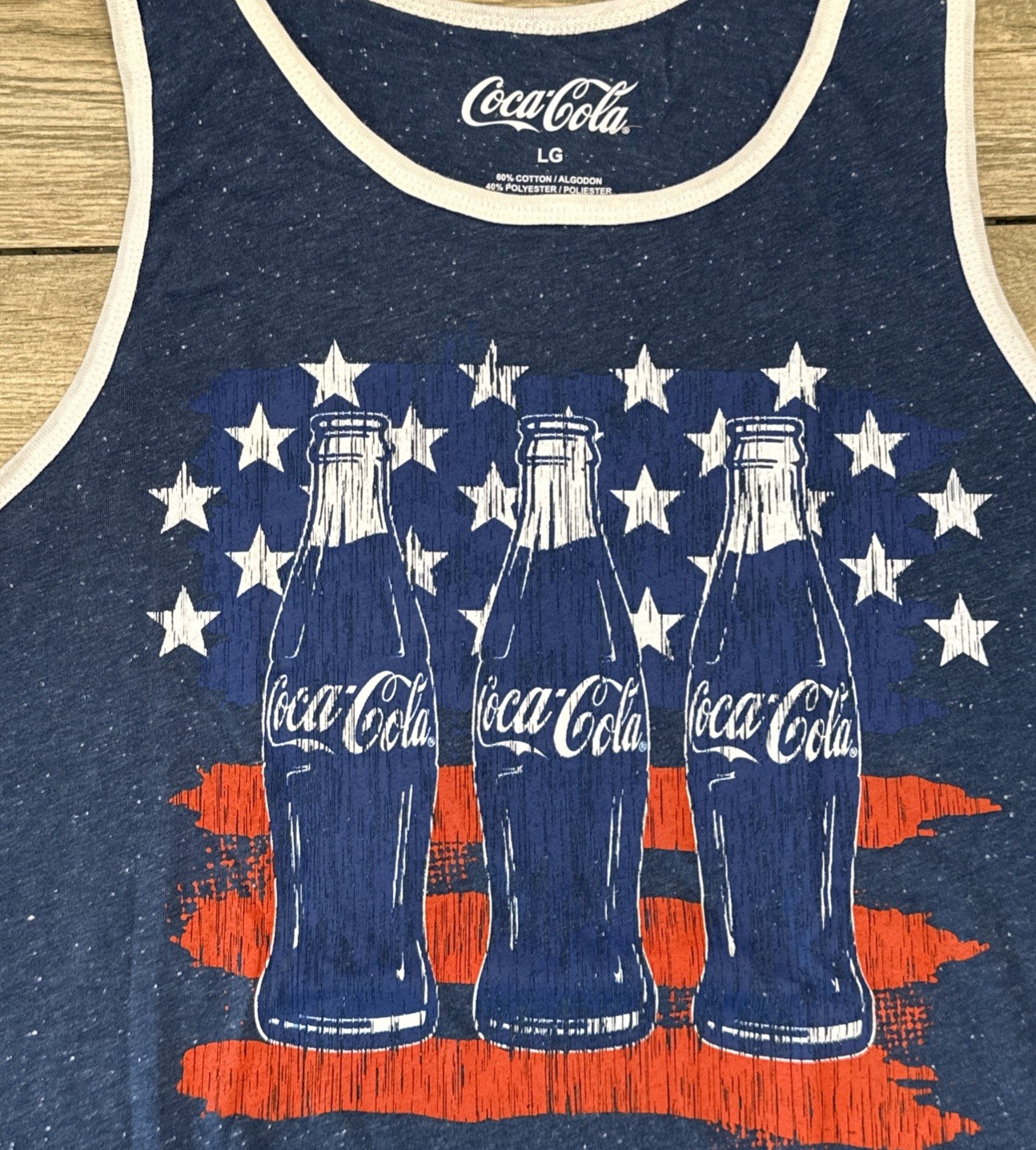 2017 Officially Licensed Coca-Cola Red White Blue Ringer Style Tank Top Sz Large gallery