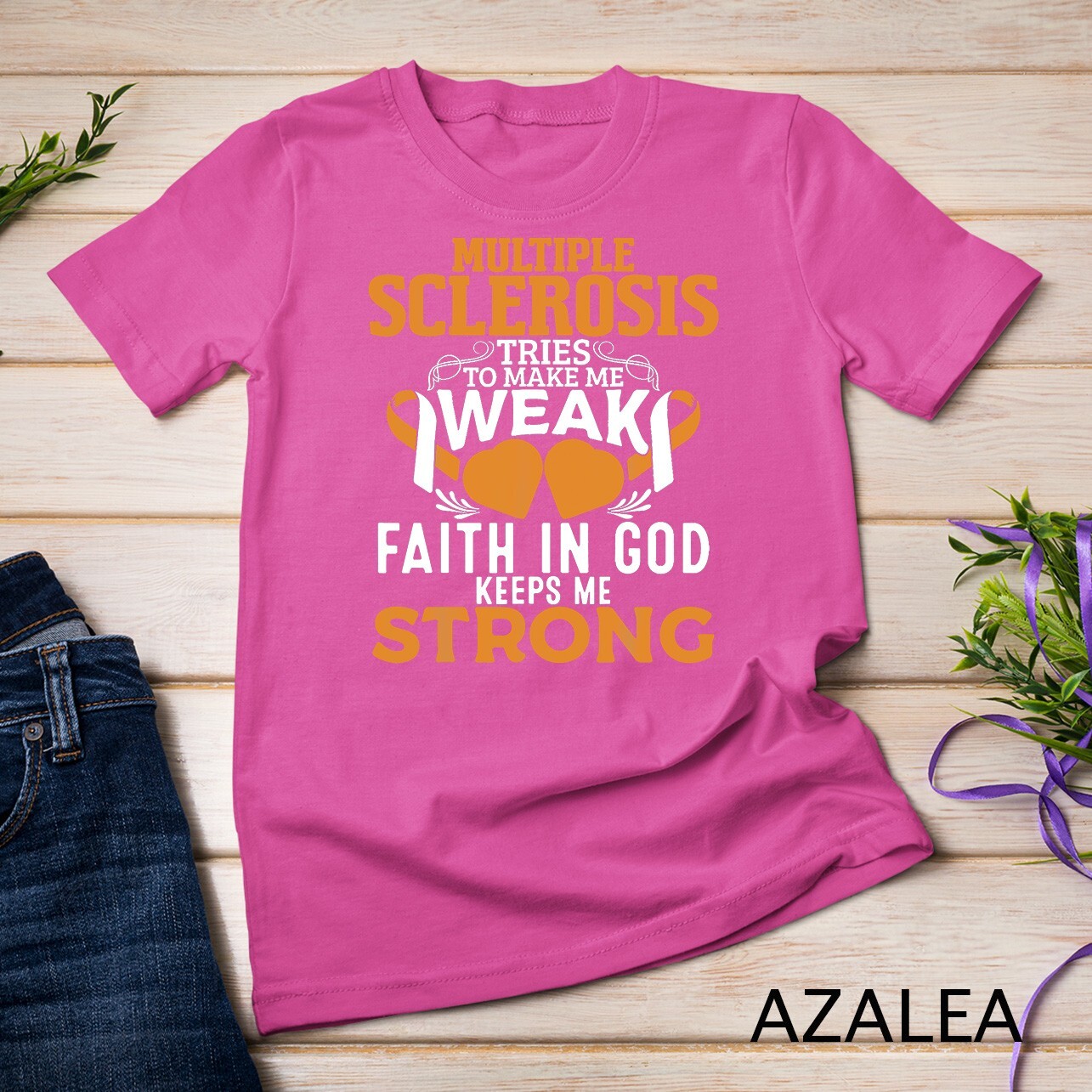 Multiple Sclerosis Awareness Orange Ribbon Women Kid Unisex T-shirt gallery