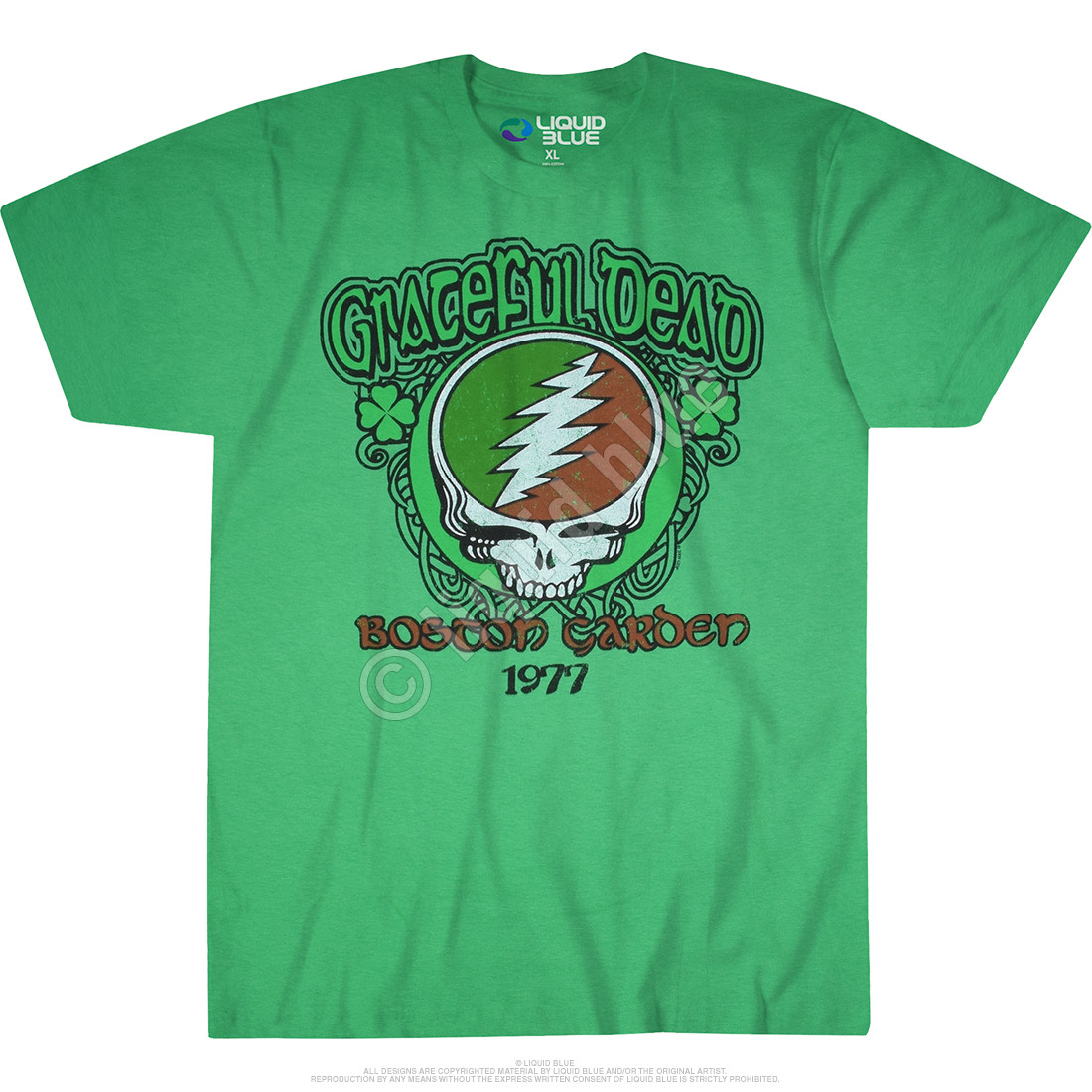 GRATEFUL DEAD-SHAMROCK 77-Boston-STEAL YOUR FACE-T-SHIRT S-M-L-XL-2X Garcia,Wier gallery