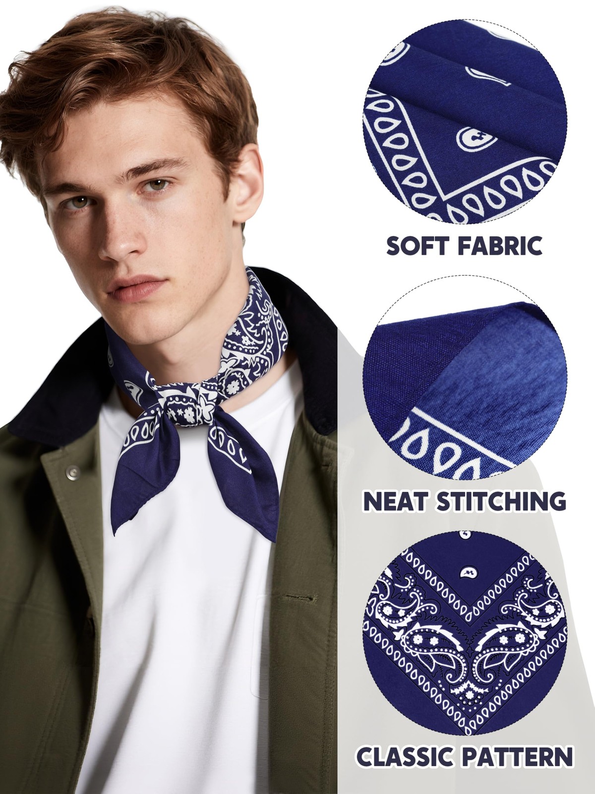 12 Pack Novelty Bandanas Paisley Print Cowboy Bandana Handkerchiefs, Assorted... gallery