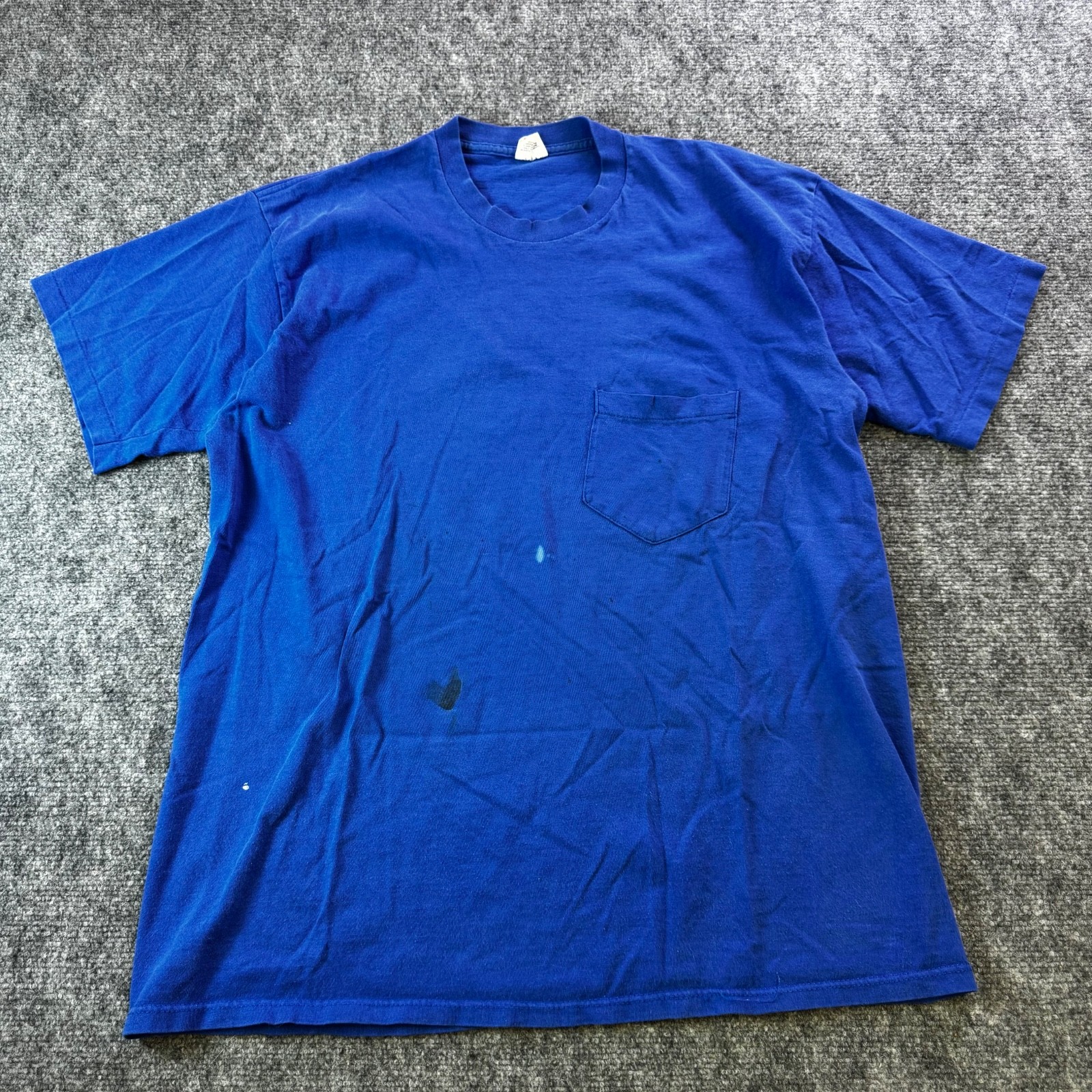 Vintage 90s Le Breve blue distressed Pocket T-Shirt Large 100% Combed Cotton XL