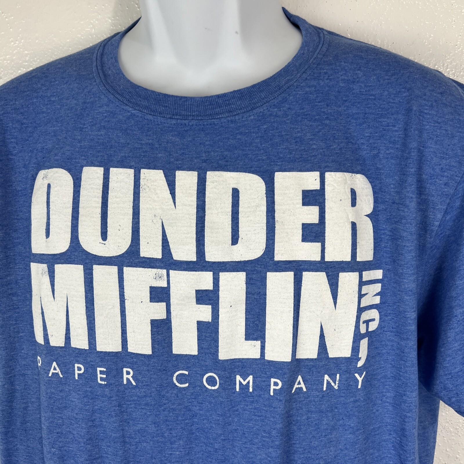 Dunder Mifflin Shirt Men Large Blue The Office Short Sleeve Solid Tee TV Show gallery