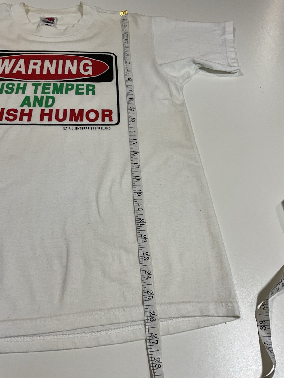 Vintage Warning Irish Temper Polish Humor T Shirt Sz L Novelty Funny Tourist 90s gallery