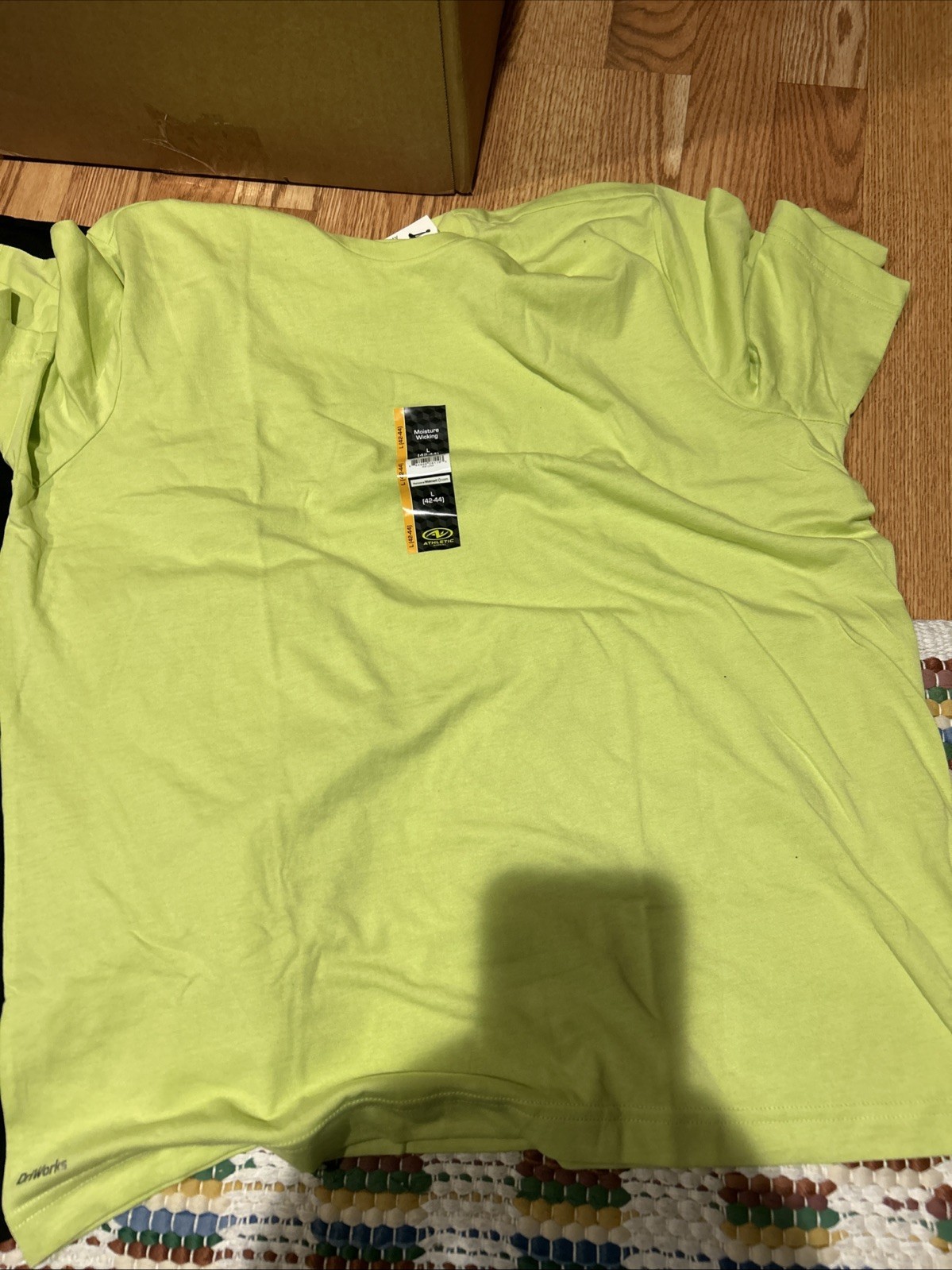 (2) Athletic Works Shirt Mens Large Moisture Wicking Crew Tee Black and Green gallery