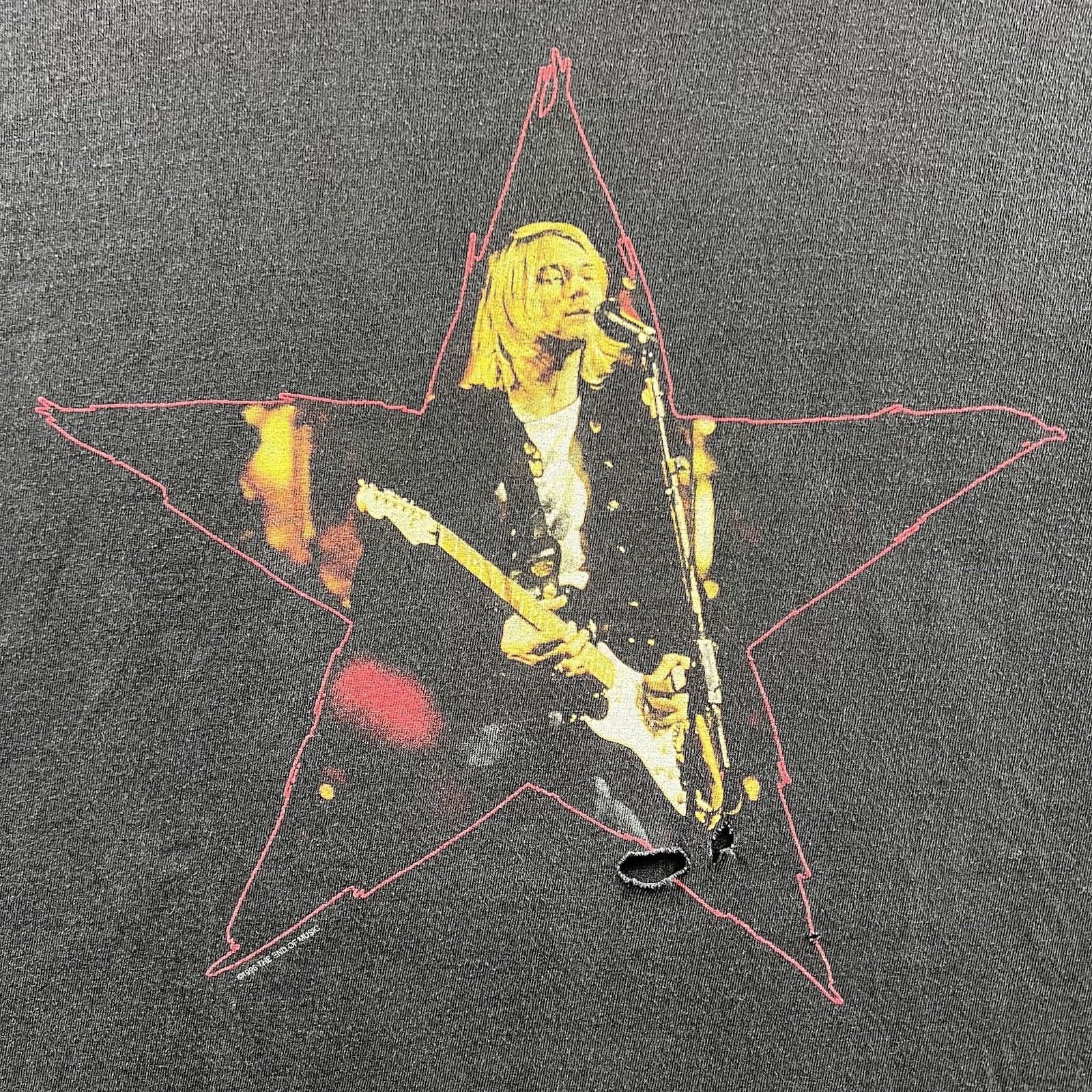 Vintage Kurt Cobain Shirt Mens XL Black Faded 90s Grunge GIANT Tag End Of Music gallery