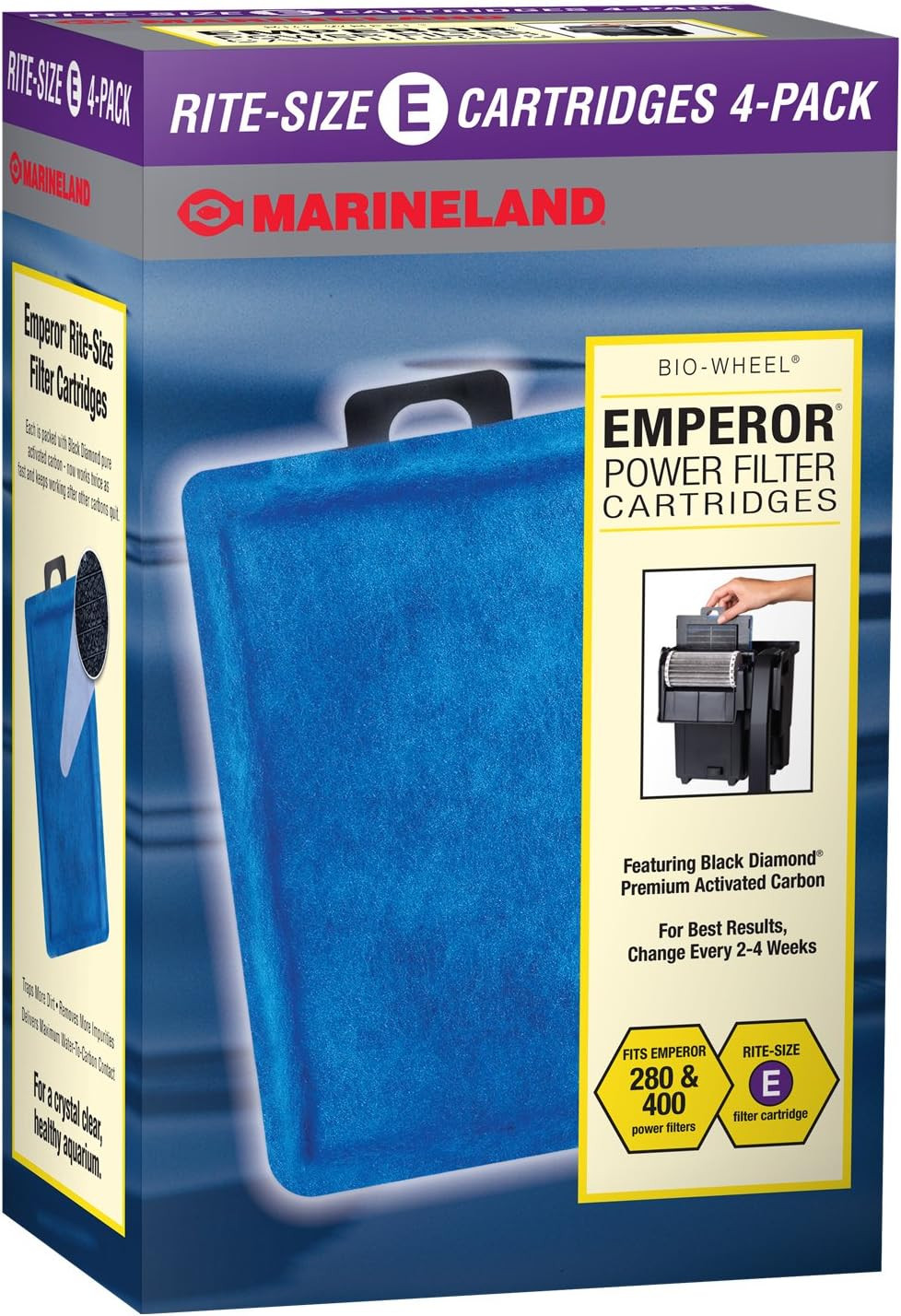 Emperor Power Filter Cartridge Rite-Size E, 4 Count, Replacement Cartridge for A
