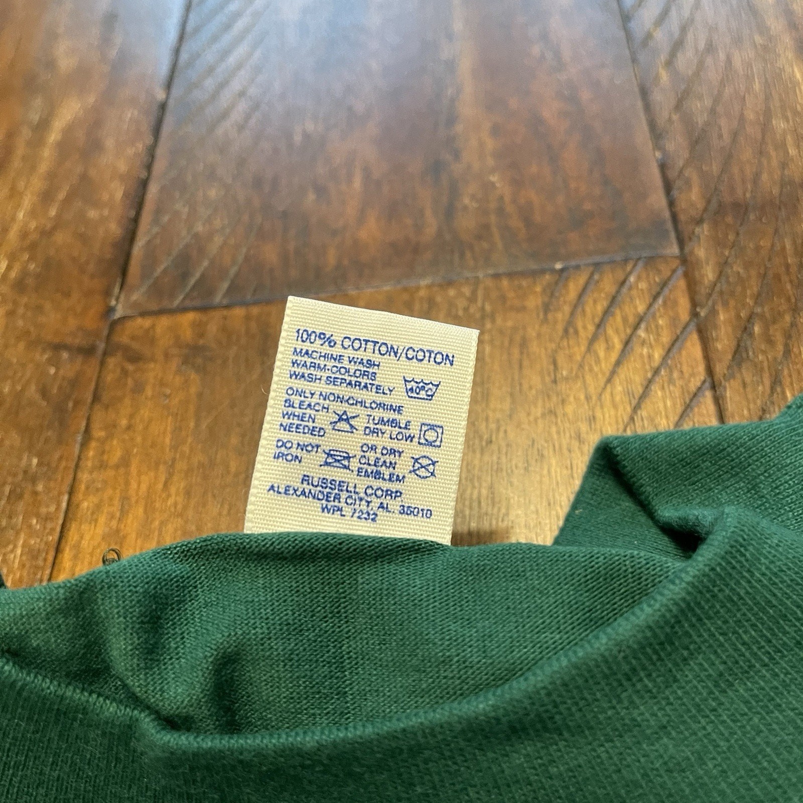 Russell Athletic Tshirt XXL Green USA VTG 90s 100% Cotton 1 gallery