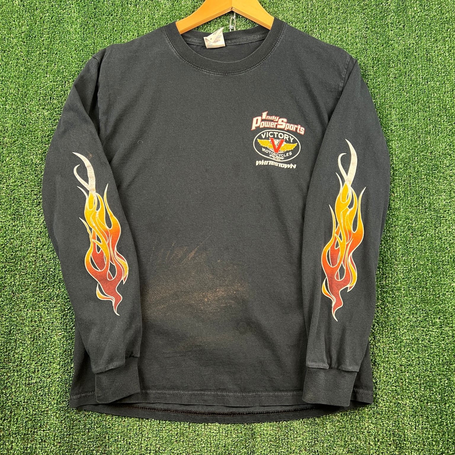 VTG Victory Motorcycles T-Shirt Mens M Black Indy Power Sports Flame Graphic Y2K gallery