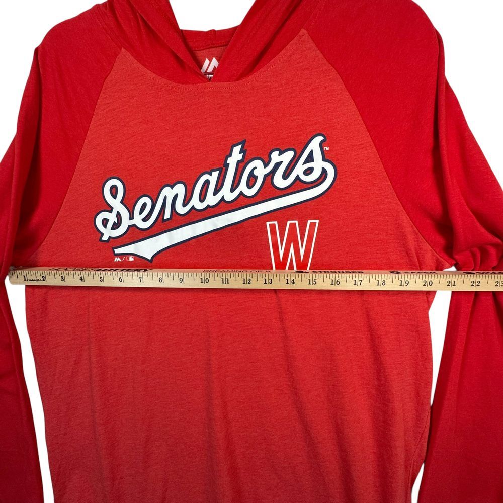 Majestic Washington Senators MLB Baseball Lightweight Hooded Raglan T-Shirt L gallery