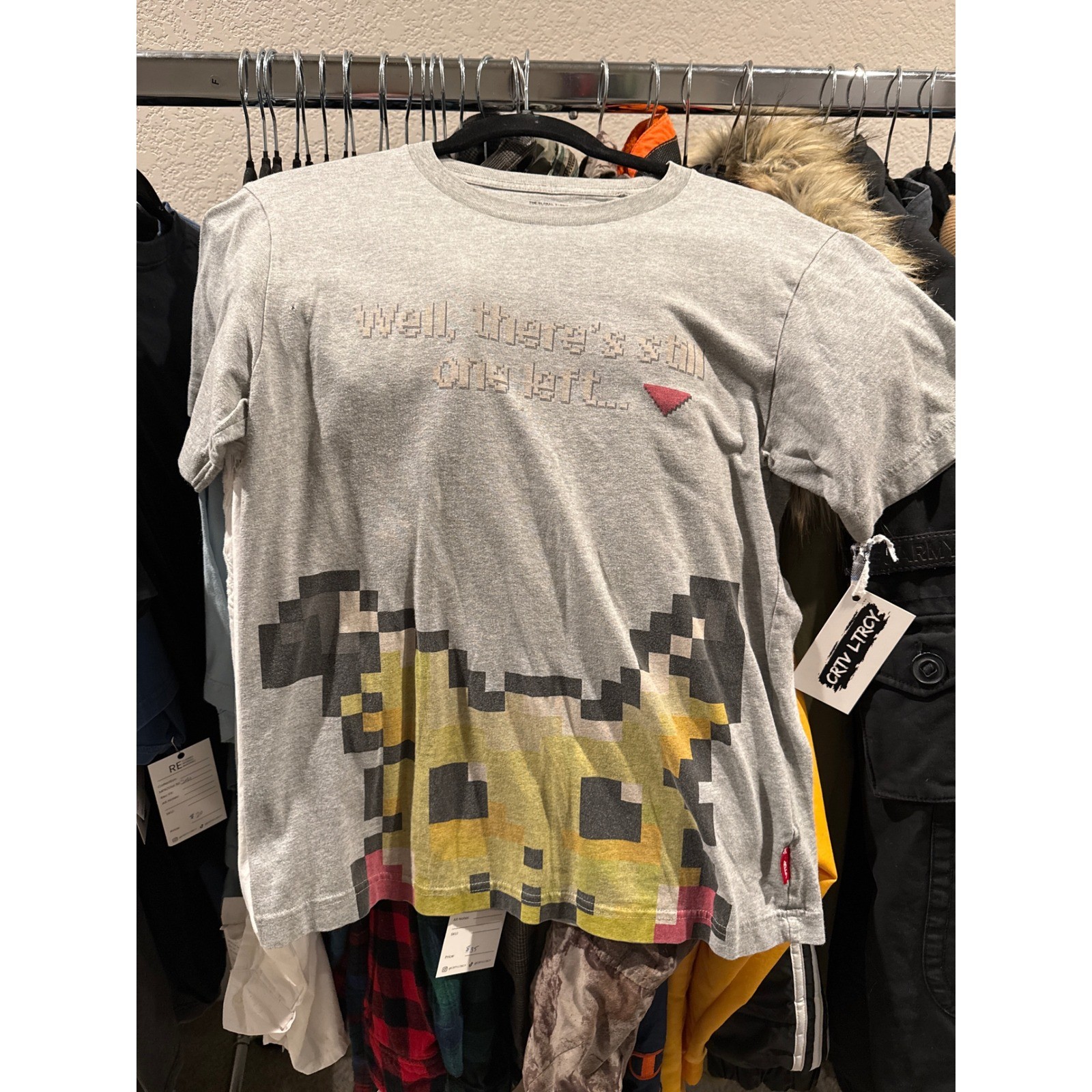 Uniqlo UTGP 2017 Nintendo Pokemon Pikachu Pixel Graphic T-Shirt Gray Small gallery