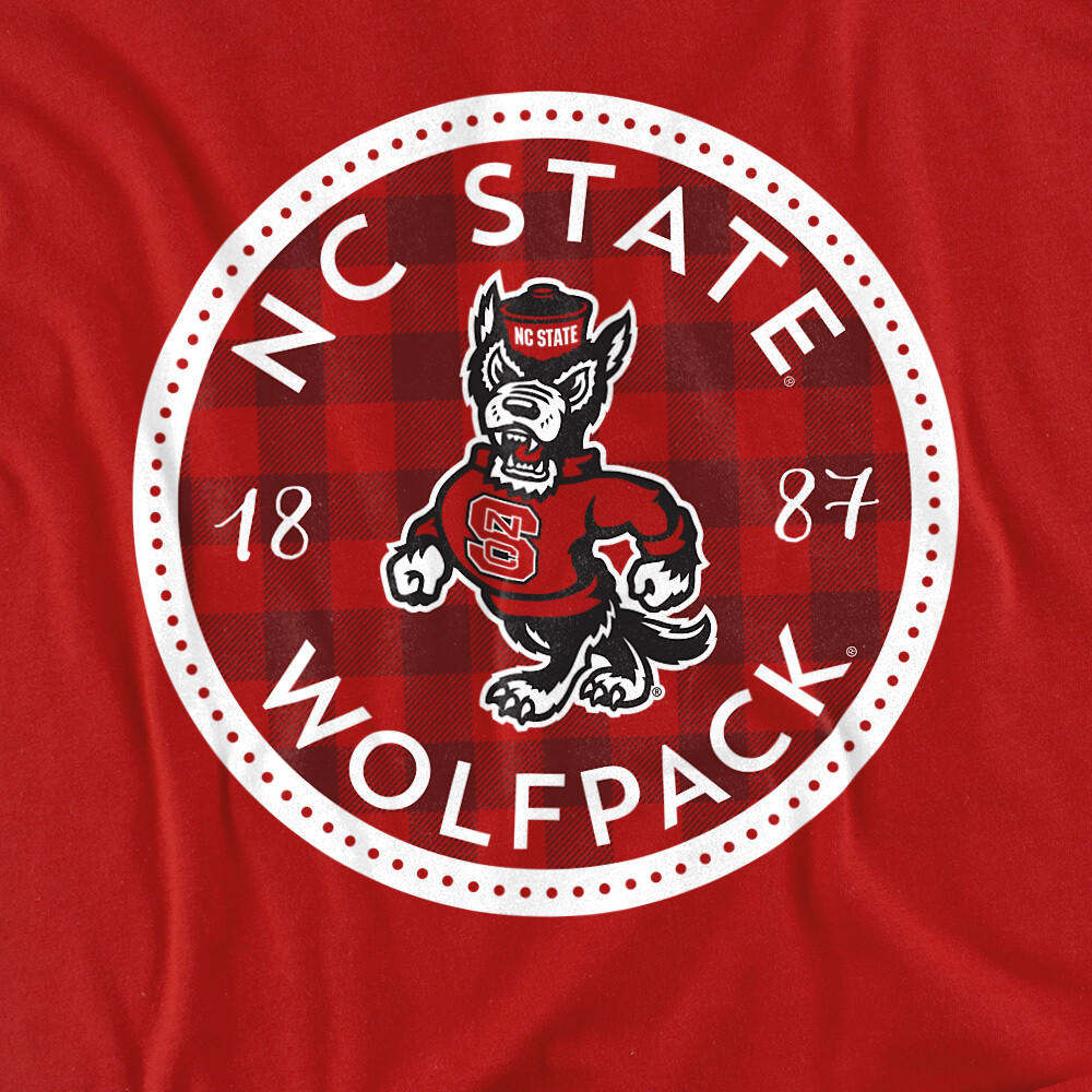 NC State Adult T-Shirt Wolfpack Plaid Badge, Red S-5XL gallery
