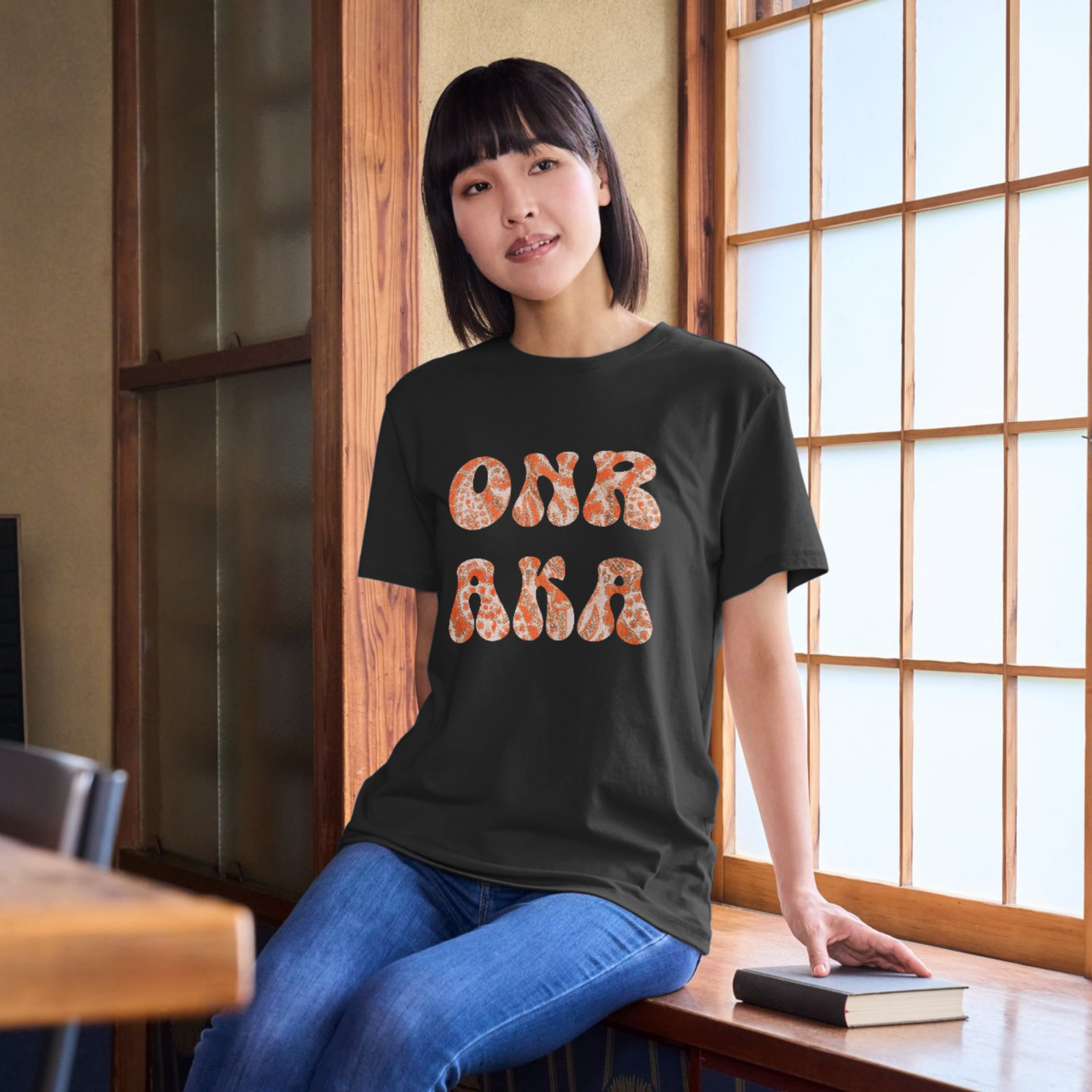 Onraka Paisley Graphic Black Orange Tiger T-shirt Bella and Canvas Shirt Youth gallery