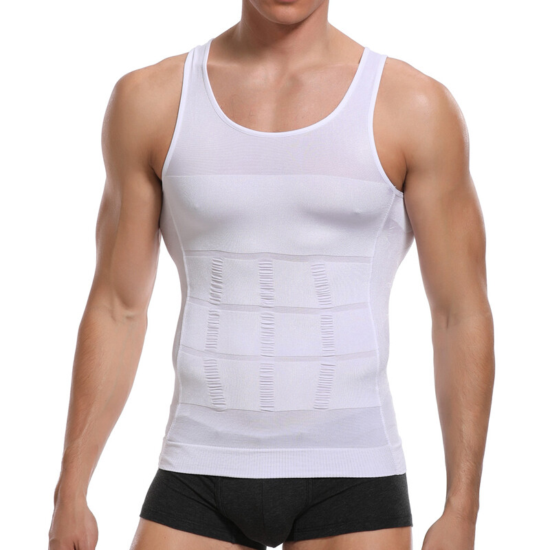 Mens Slimming Shirt Body Shaper Vest Compression Tank Tops Corset Undershirts US gallery