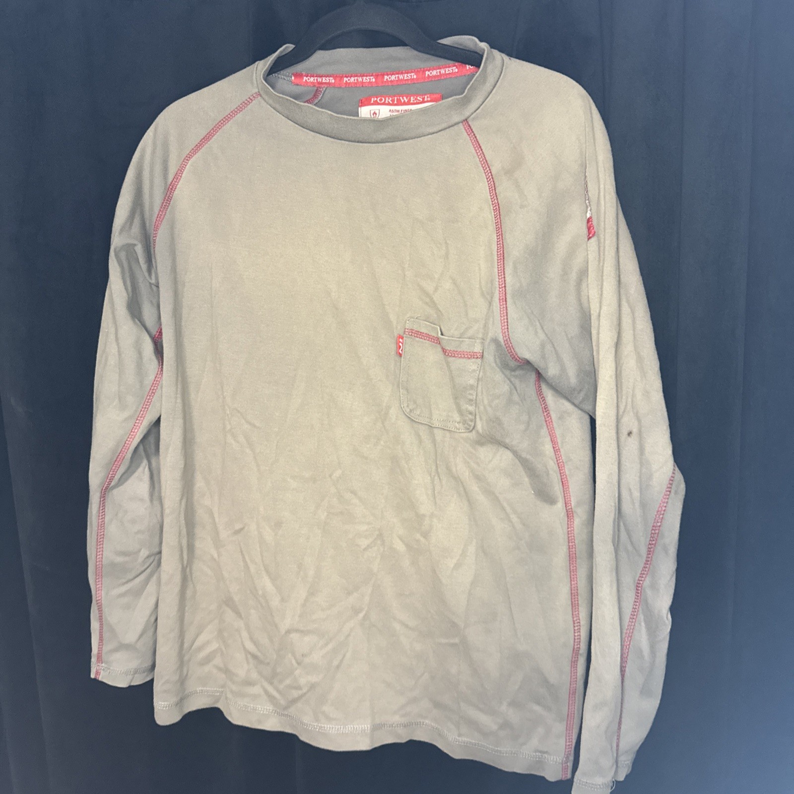 Portwest Biz Flame Resistant Knit Mens S Gray Long Sleeve T-shirt Work Utility gallery