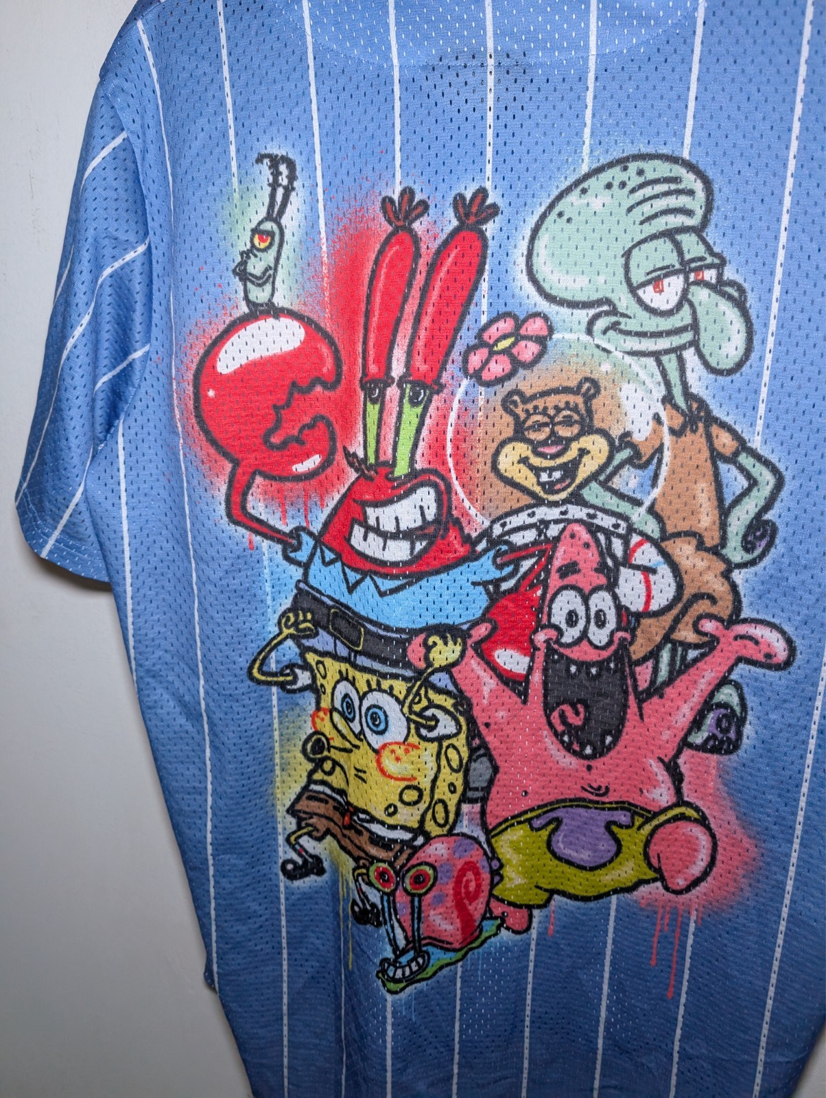 SpongeBob Square Pants Size 2XL Jersey Nickelodeon Blue w/Graphics Front Button gallery