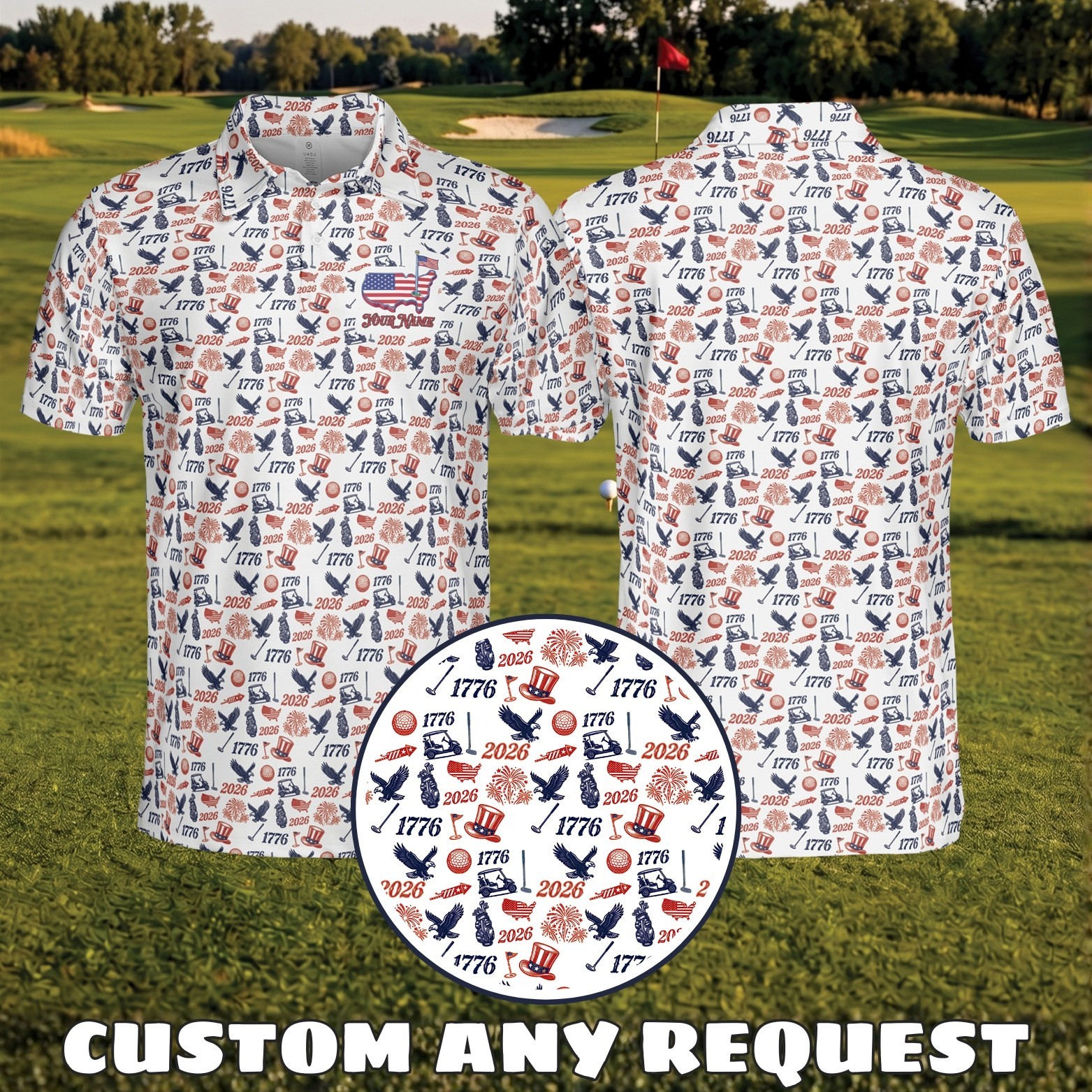 Custom Name 250th Anniversary Patriotic Polo United States Of America (S-5XL) gallery