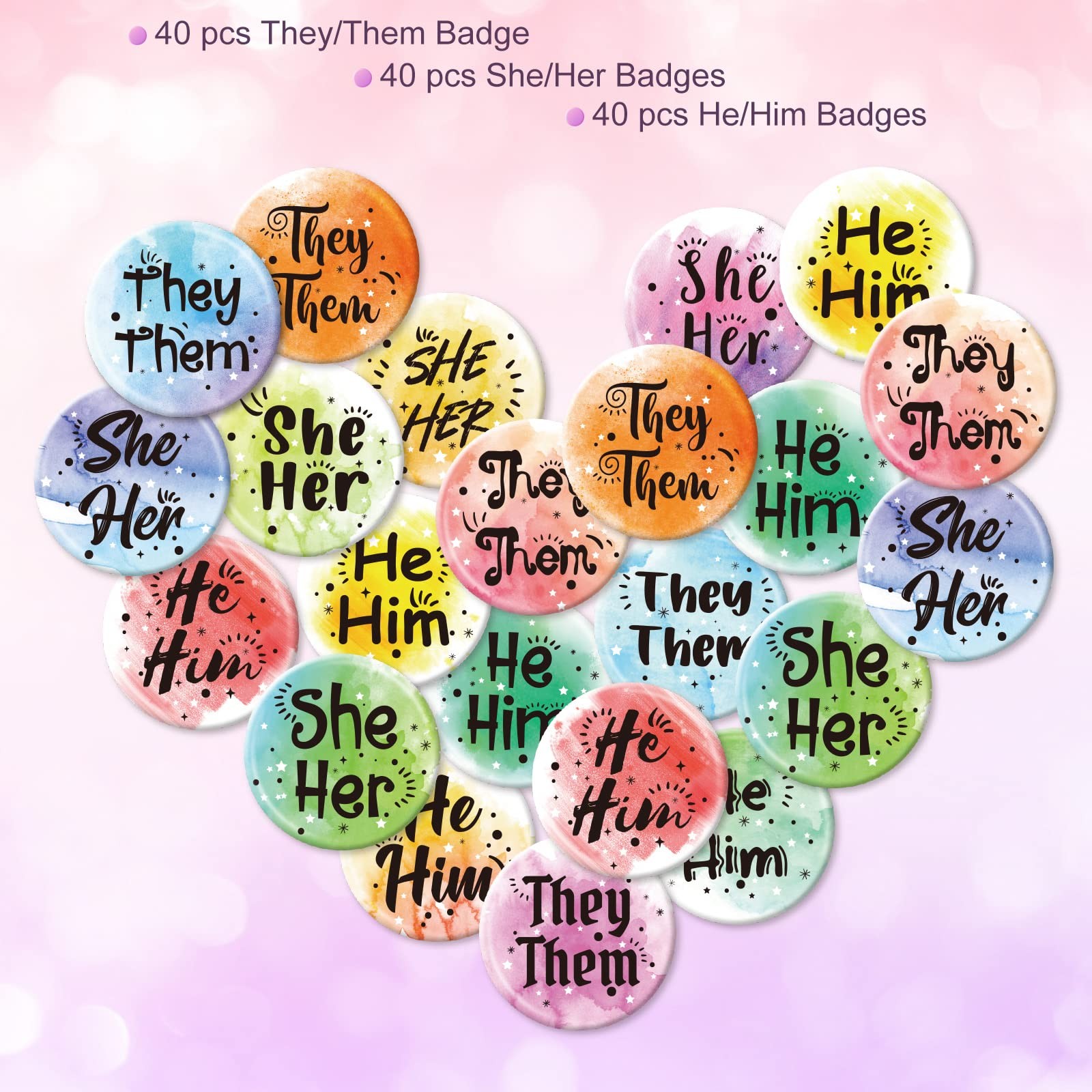 120 Pcs Pronoun Badges Pins Gender Identity Pins Round They Them Pronoun Pin ... gallery