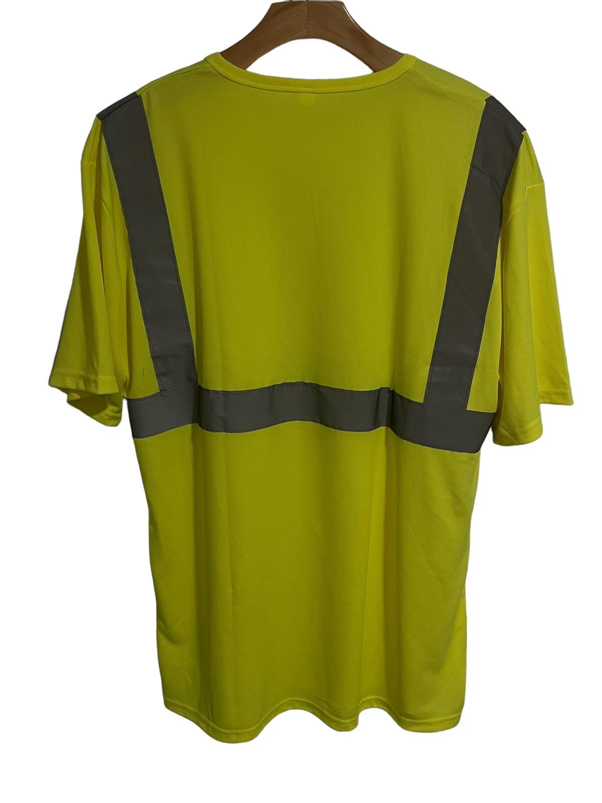 Safety Shirt Mens 3XL High Visibility Florescent Yellow Reflective Strips NEW gallery