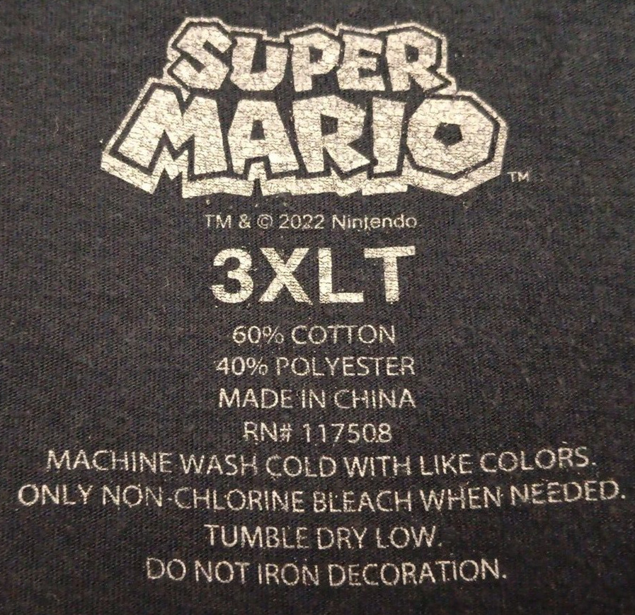 2022 Men's 3XLT Super Mario Blue Mario Head Graphic Video Game Collector T Shirt gallery